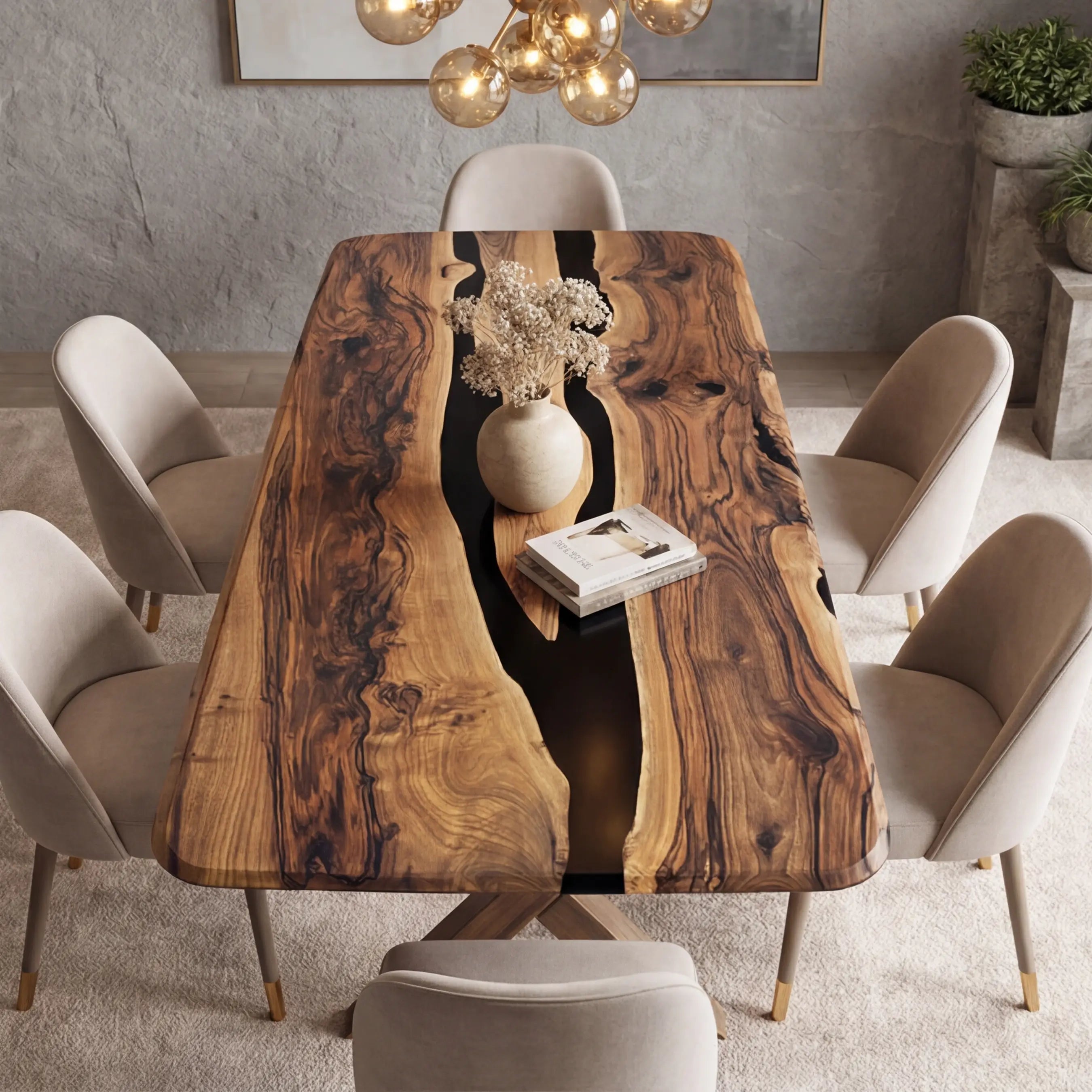 Custom Black Walnut Epoxy Resin River Table Black Resin ER-47 - image 3 | ThawHome