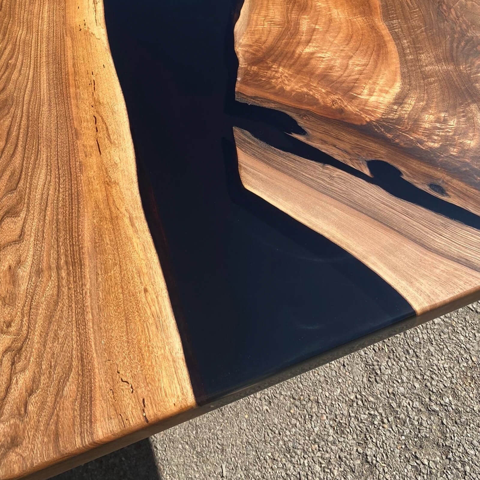 Custom Black Walnut Epoxy Resin River Table Black Resin ERD-37 - image 7 | ThawHome