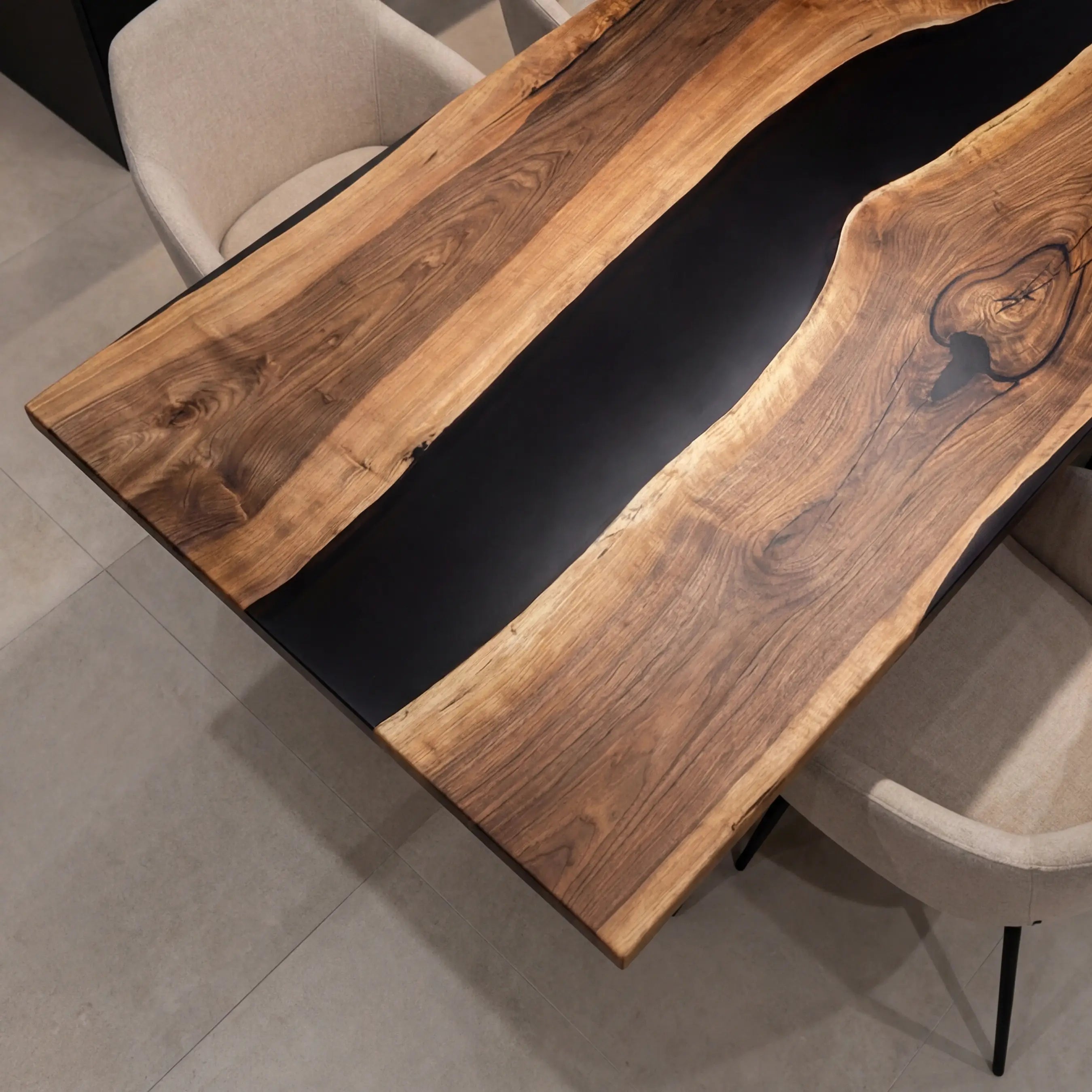 Custom Black Walnut Epoxy Resin River Table Black Resin ERD-37 - image 4 | ThawHome