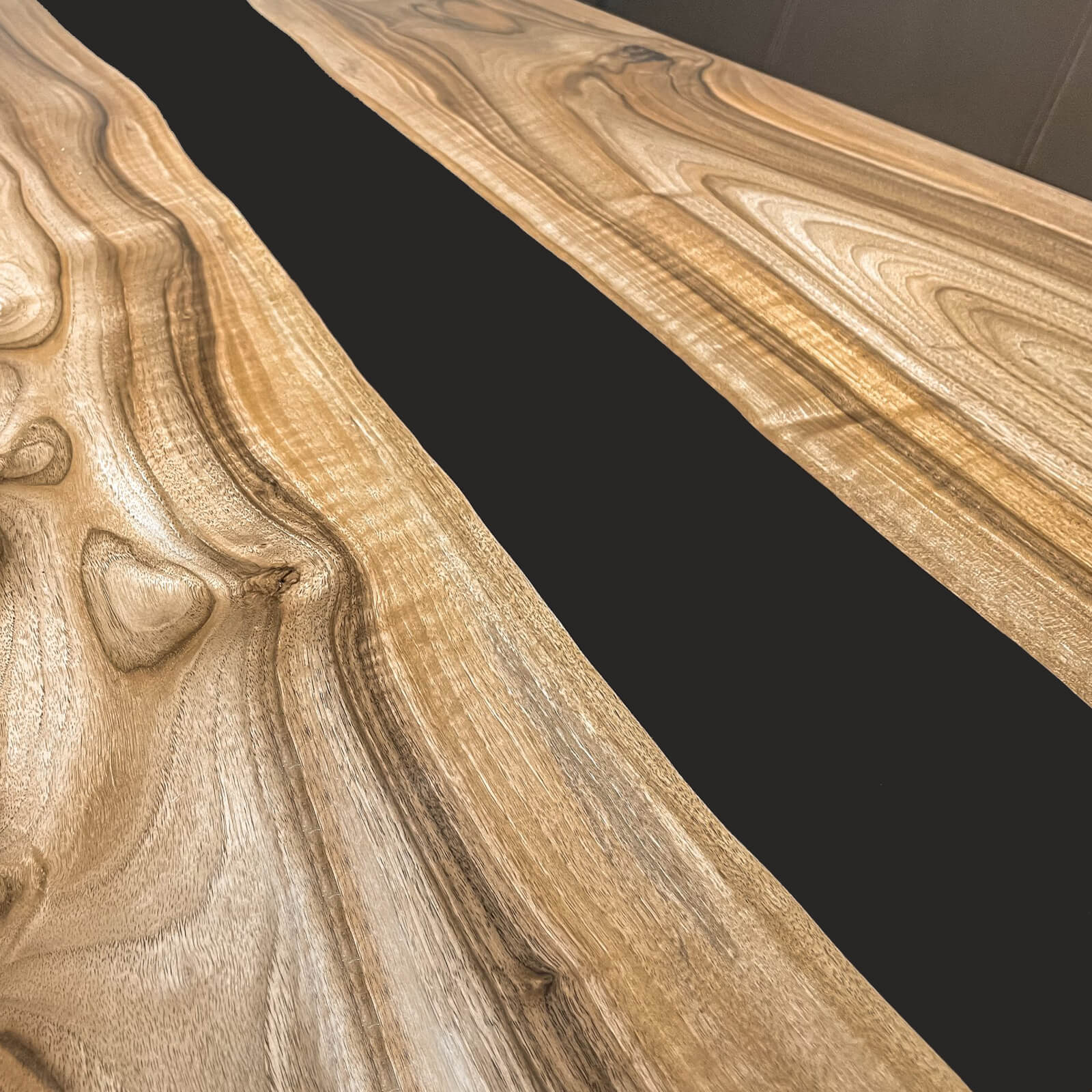 Custom Black Walnut Epoxy Resin River Table Black Resin ERM-74 - image 7 | ThawHome