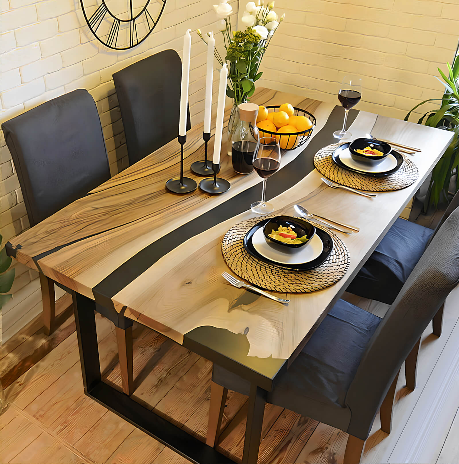 Custom Black Walnut Epoxy Resin River Table Black Resin ERT-43 - image 1 | ThawHome