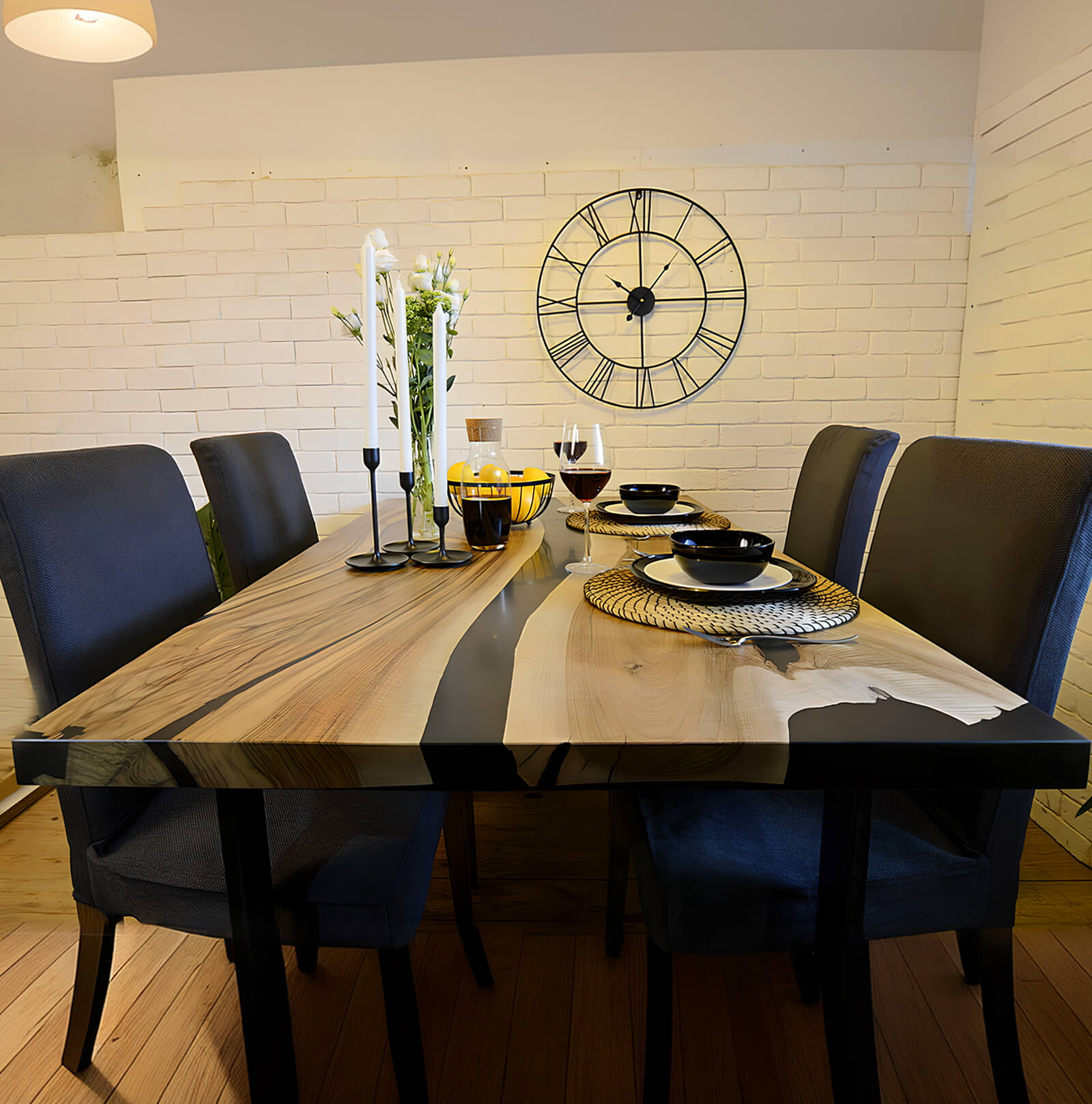 Custom Black Walnut Epoxy Resin River Table Black Resin ERT-43 - image 3 | ThawHome