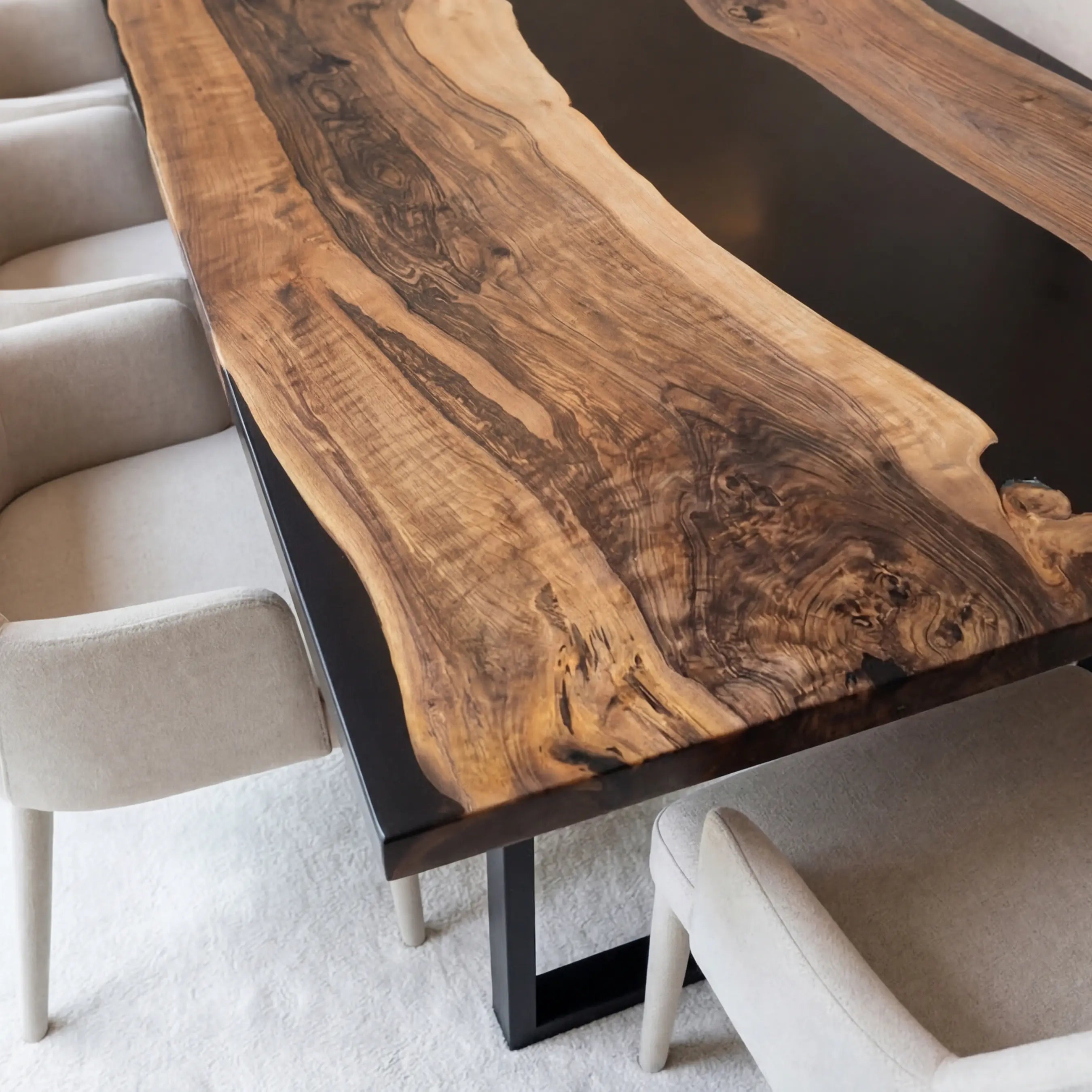 Custom Black Walnut Epoxy Resin River Table Black Resin ERT-48 - image 4 | ThawHome