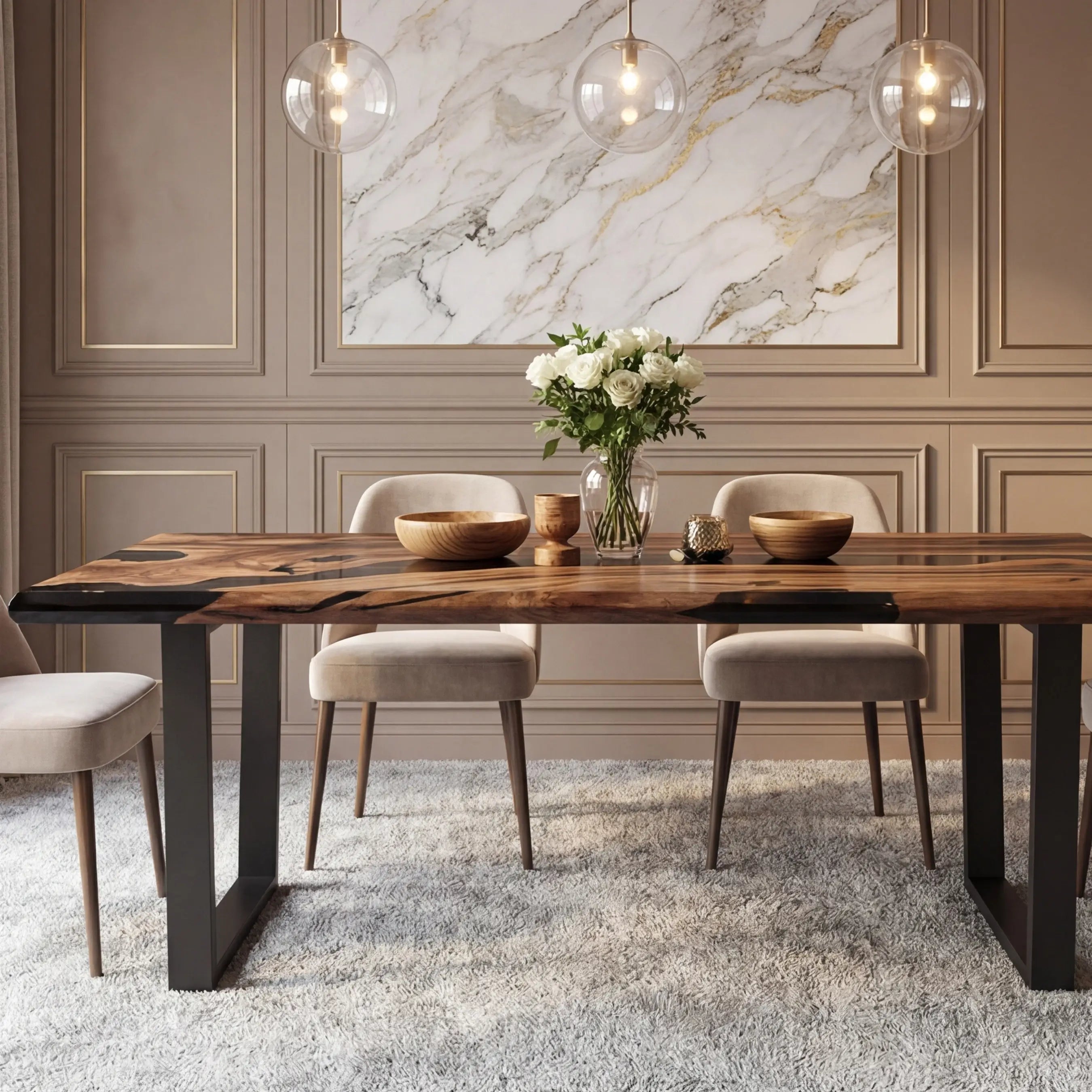 Custom Black Walnut Epoxy Resin River Table Black Resin ERT-50 - image 6 | ThawHome