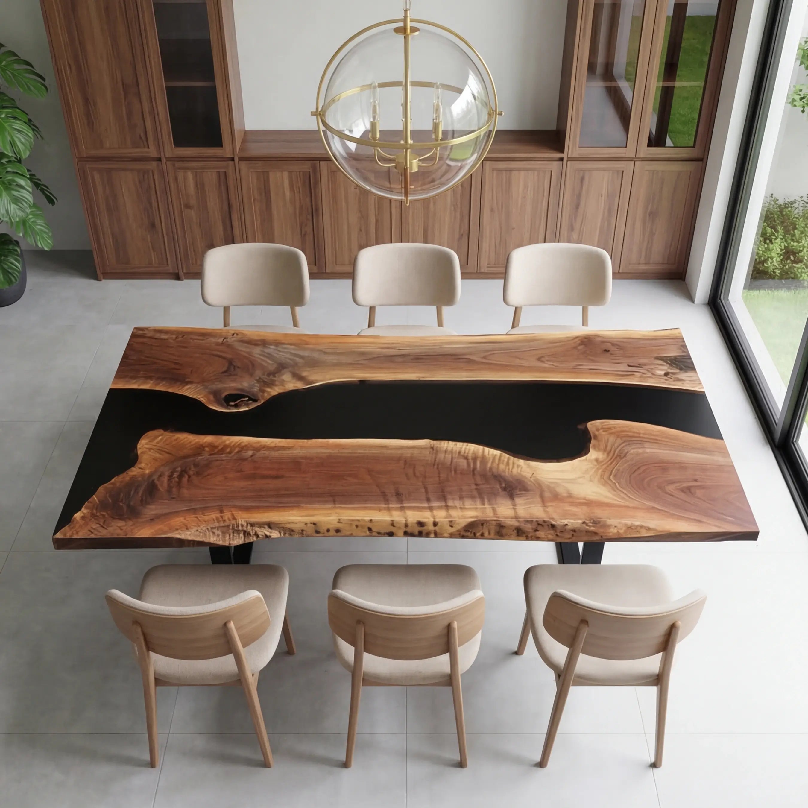 Custom Black Walnut Epoxy Resin River Table Black Resin ERT-83 - image 4 | ThawHome