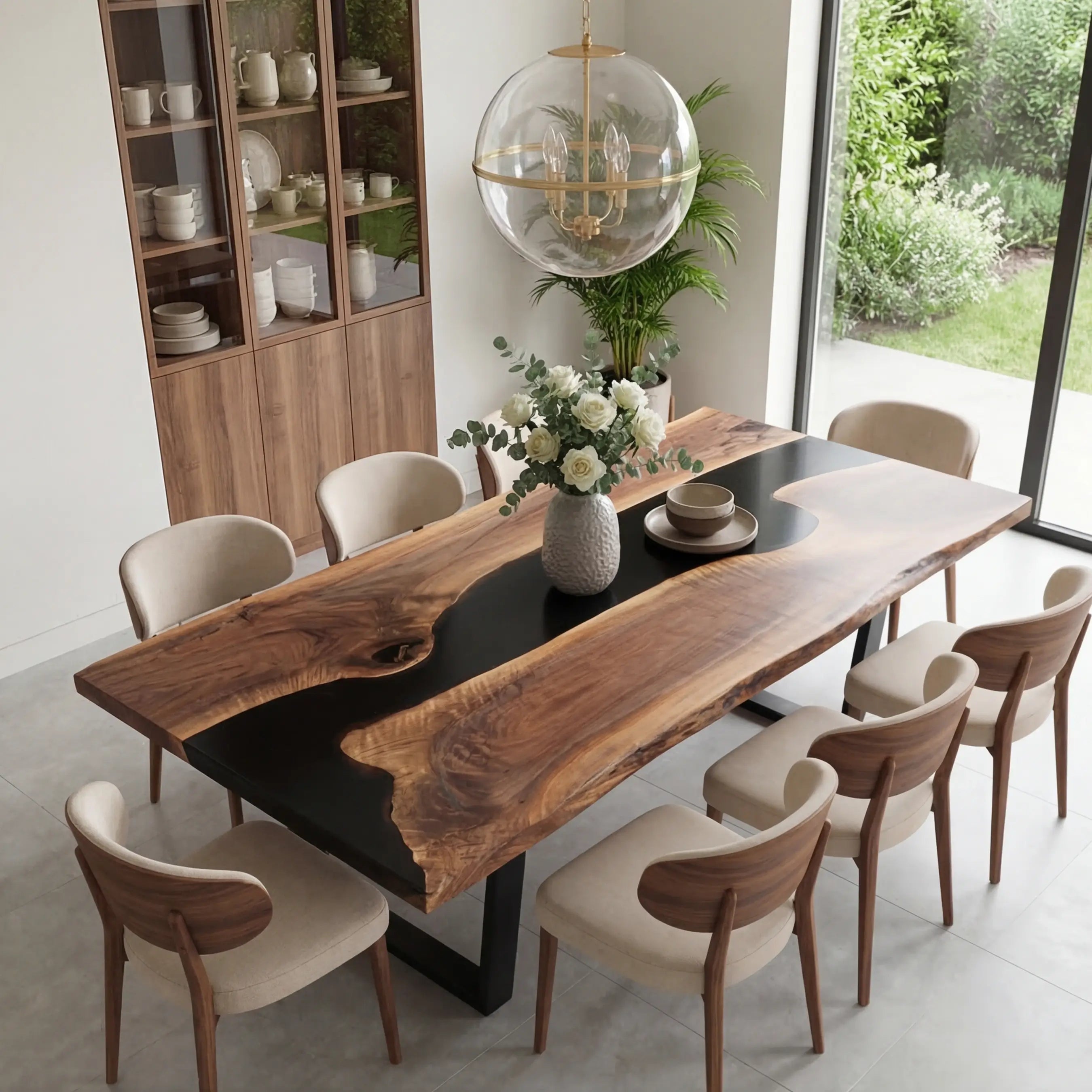 Custom Black Walnut Epoxy Resin River Table Black Resin ERT-83 - image 1 | ThawHome
