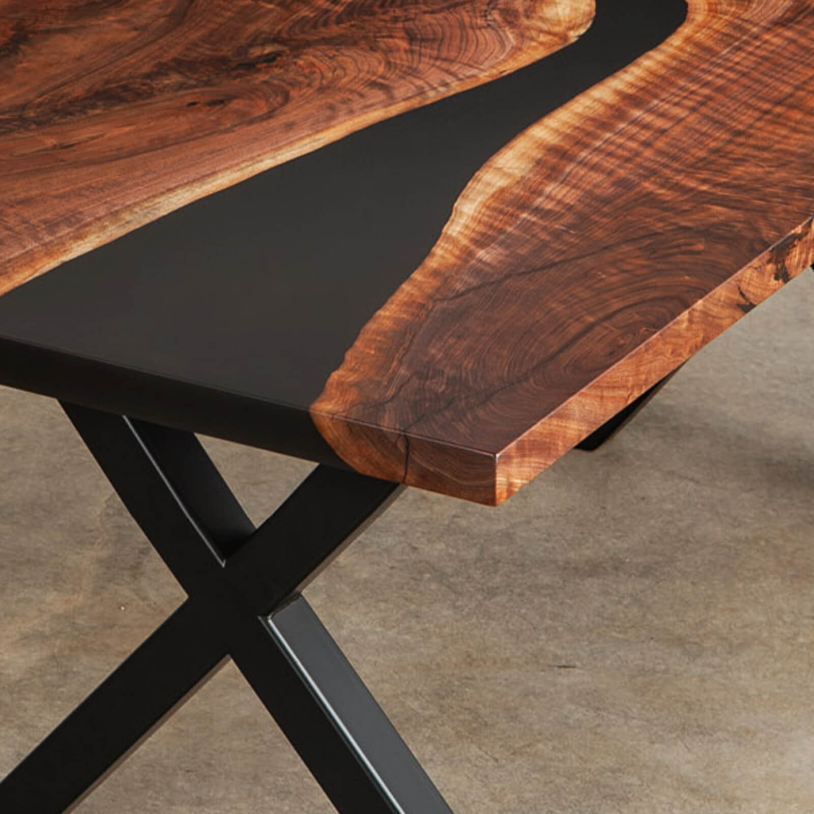 Custom Black Walnut Epoxy Resin River Table Black Resin LTR-58 - image 6 | ThawHome