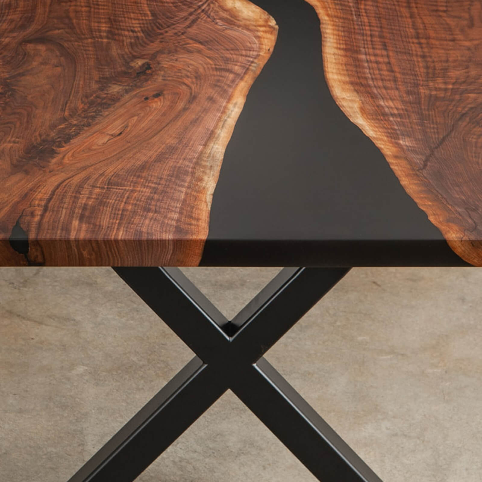 Custom Black Walnut Epoxy Resin River Table Black Resin LTR-58 - image 5 | ThawHome