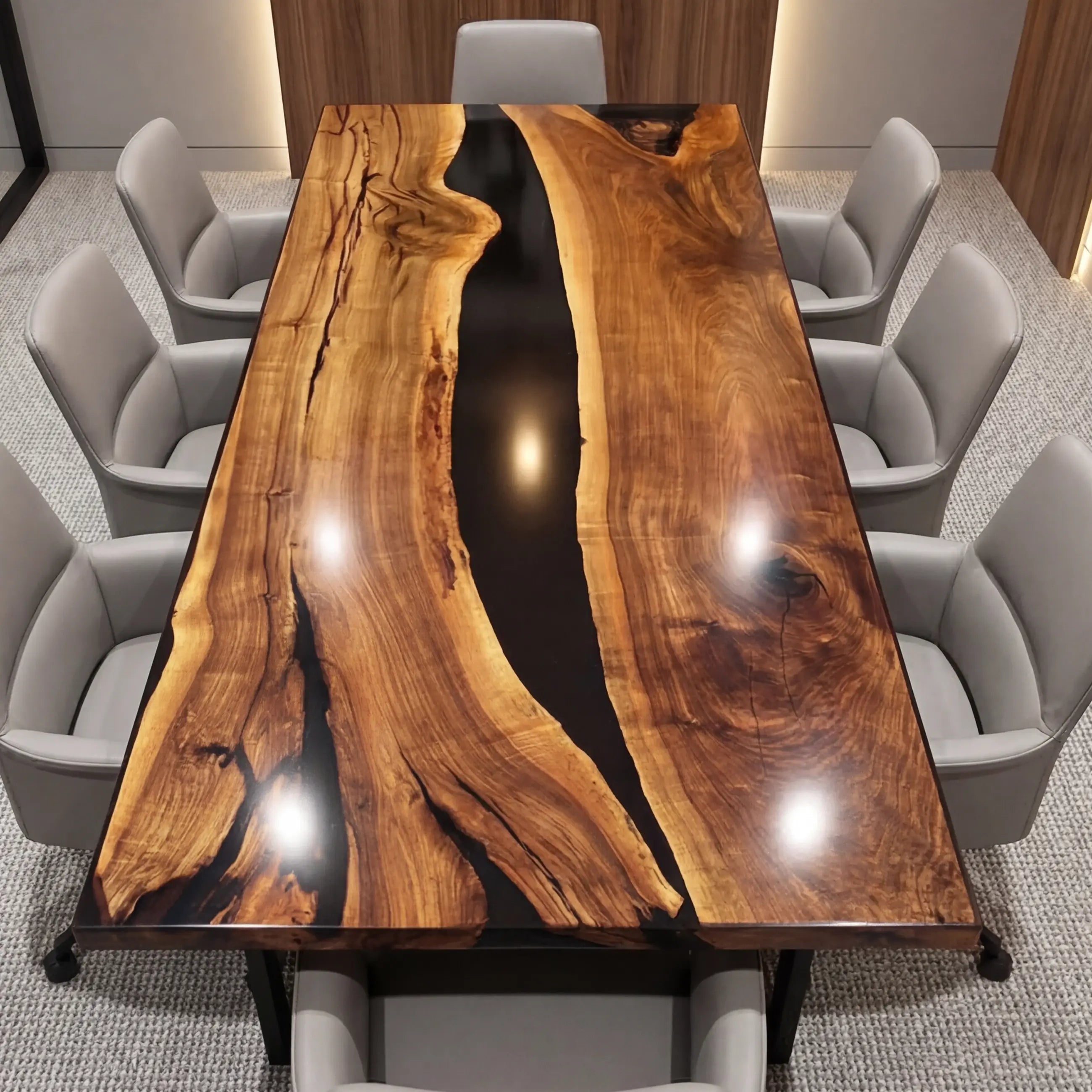 Custom Black Walnut Epoxy Resin River Table Black Resin ORT-35 - image 1 | ThawHome
