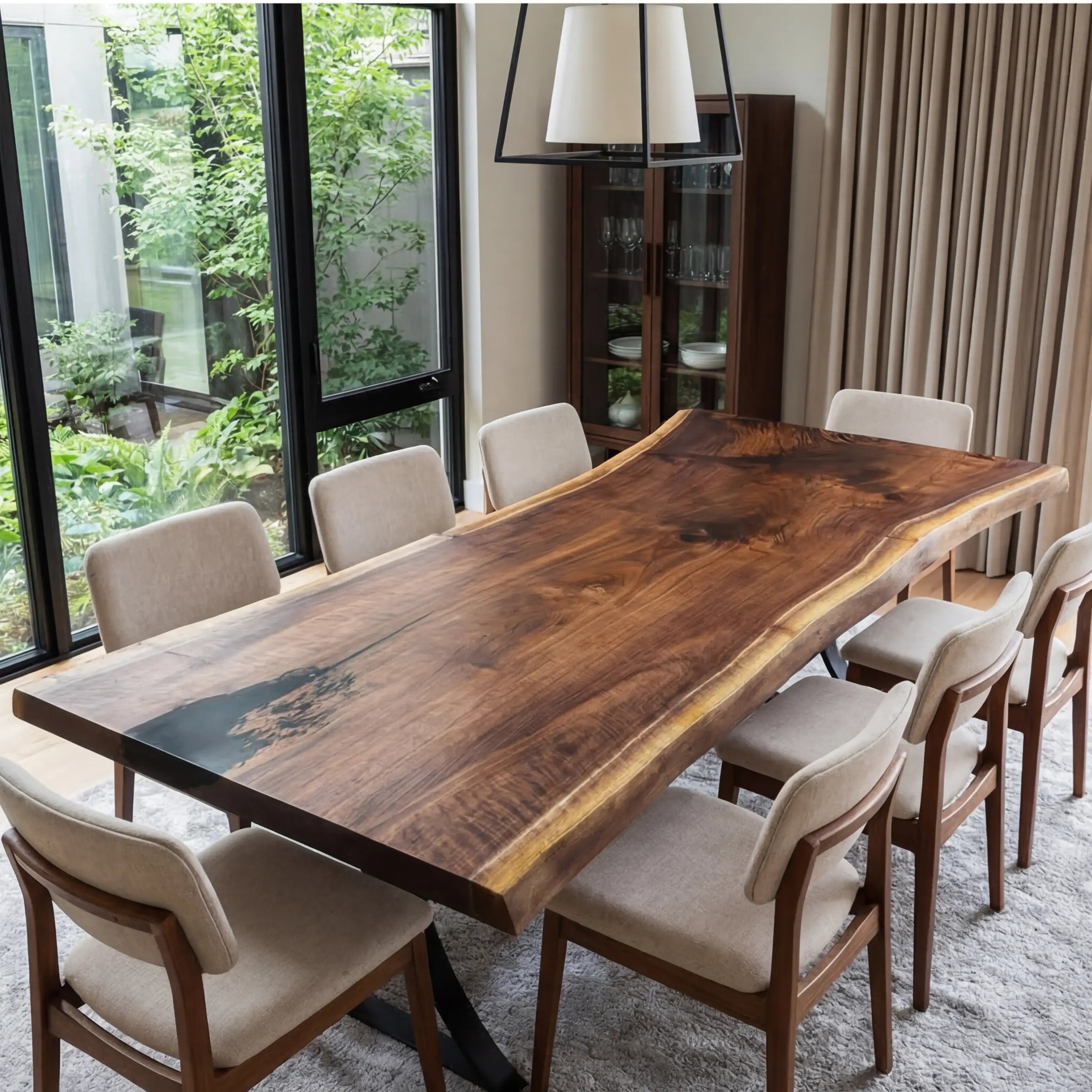 Custom Black Walnut Epoxy Resin River Table Black Resin ORT-52 - image 2 | ThawHome