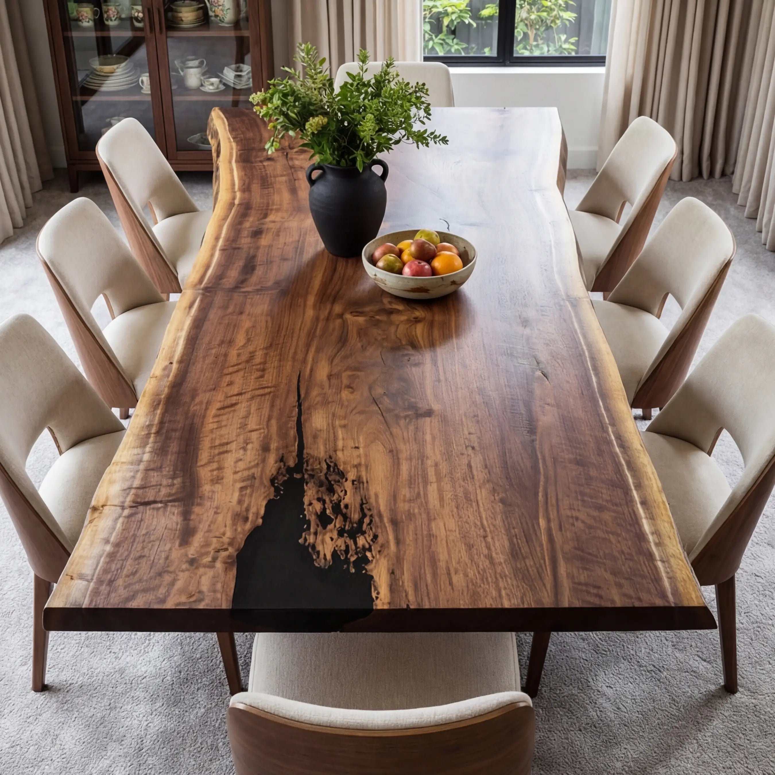 Custom Black Walnut Epoxy Resin River Table Black Resin ORT-52 - image 1 | ThawHome