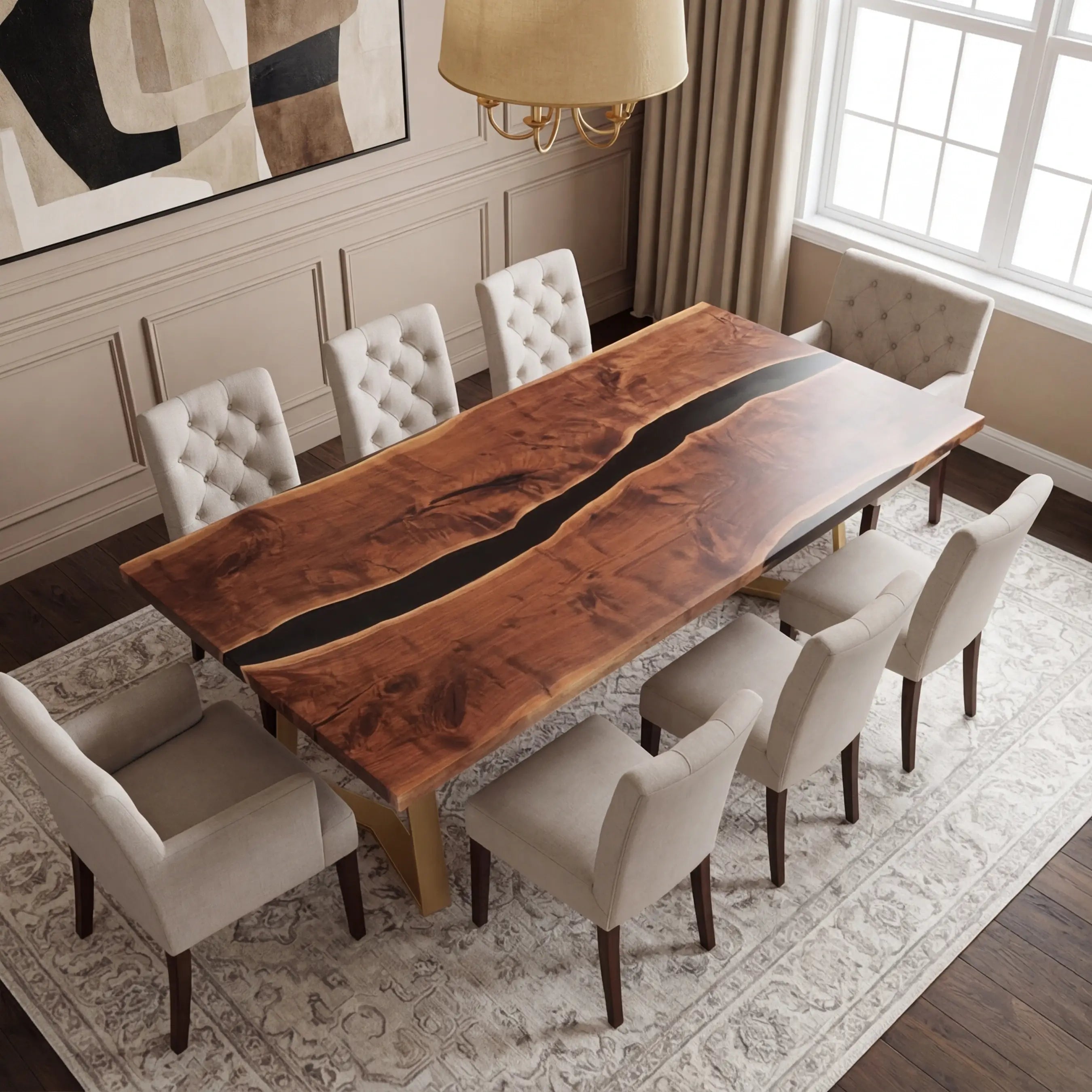 Custom Black Walnut Epoxy Resin River Table Black Resin ORT-57 - image 2 | ThawHome