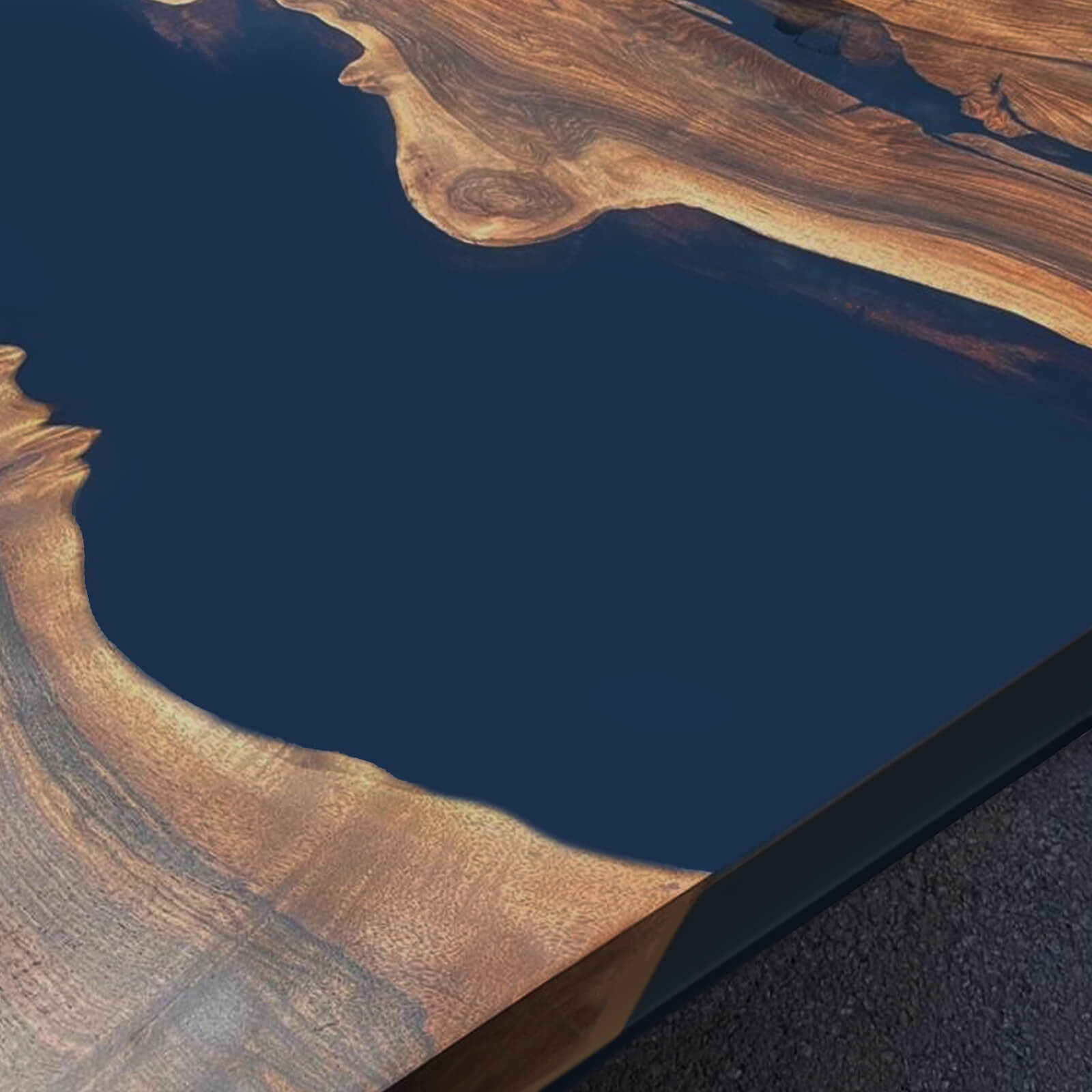 Custom Black Walnut Epoxy Resin River Table Black Resin ORT-58 - image 7 | ThawHome