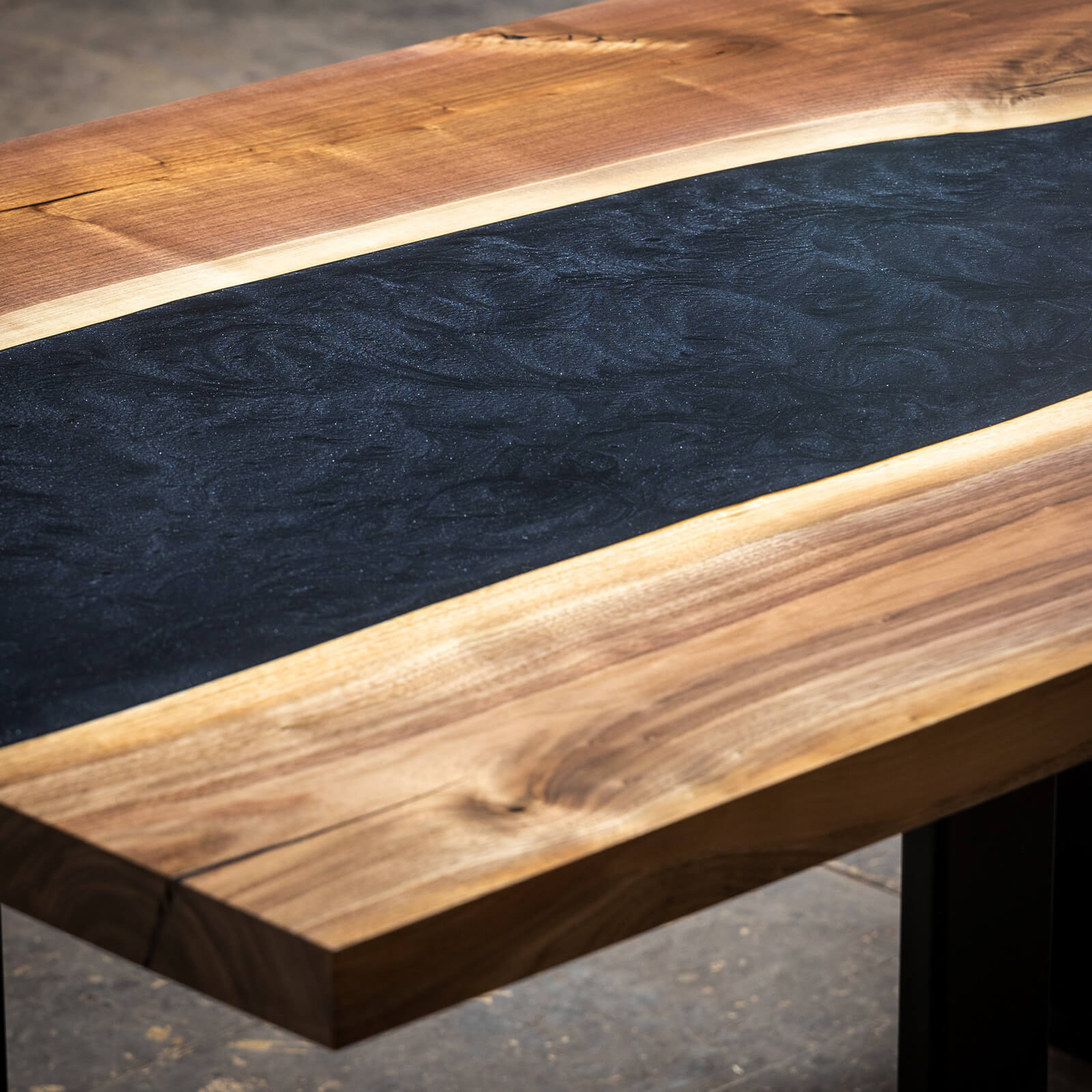 Custom Black Walnut Epoxy Resin River Table Black Resin ORT-79 - image 6 | ThawHome