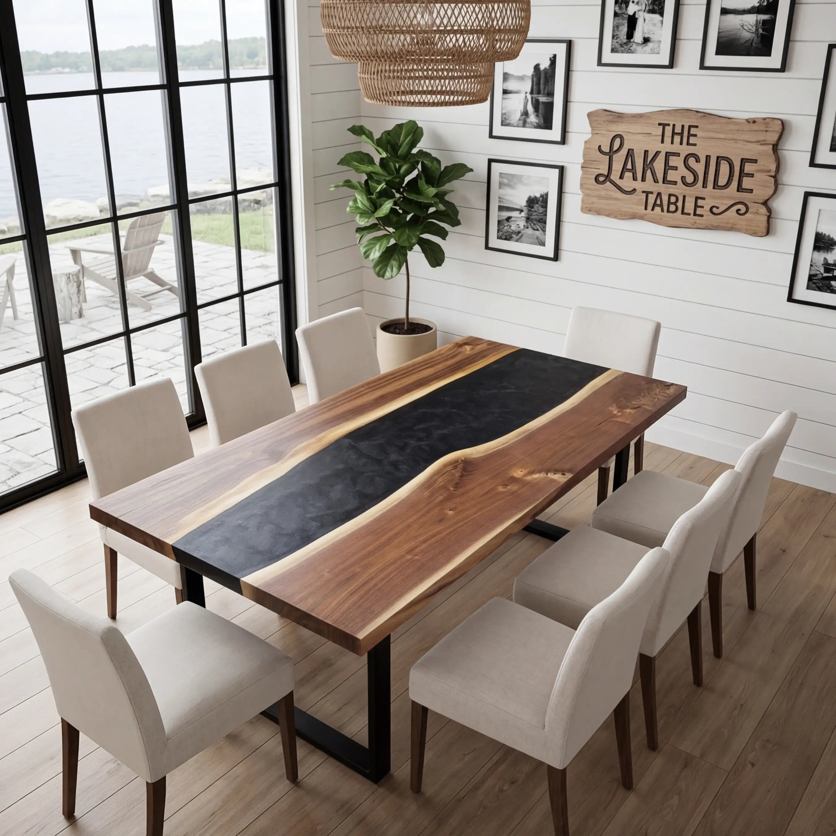 Custom Black Walnut Epoxy Resin River Table Black Resin ORT-79 - image 2 | ThawHome