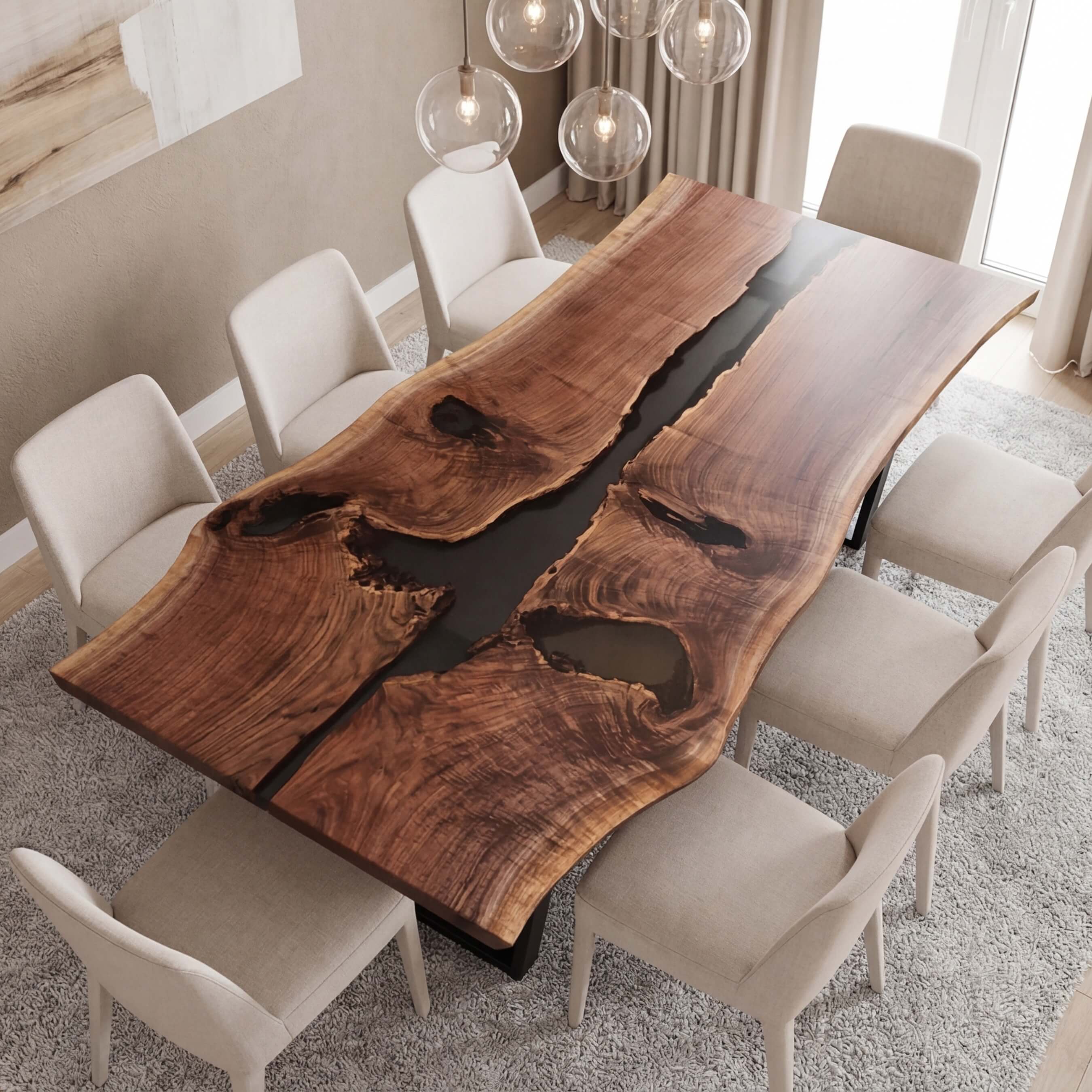 Custom Black Walnut Epoxy Resin River Table Black Resin ORT-92 - image 2 | ThawHome