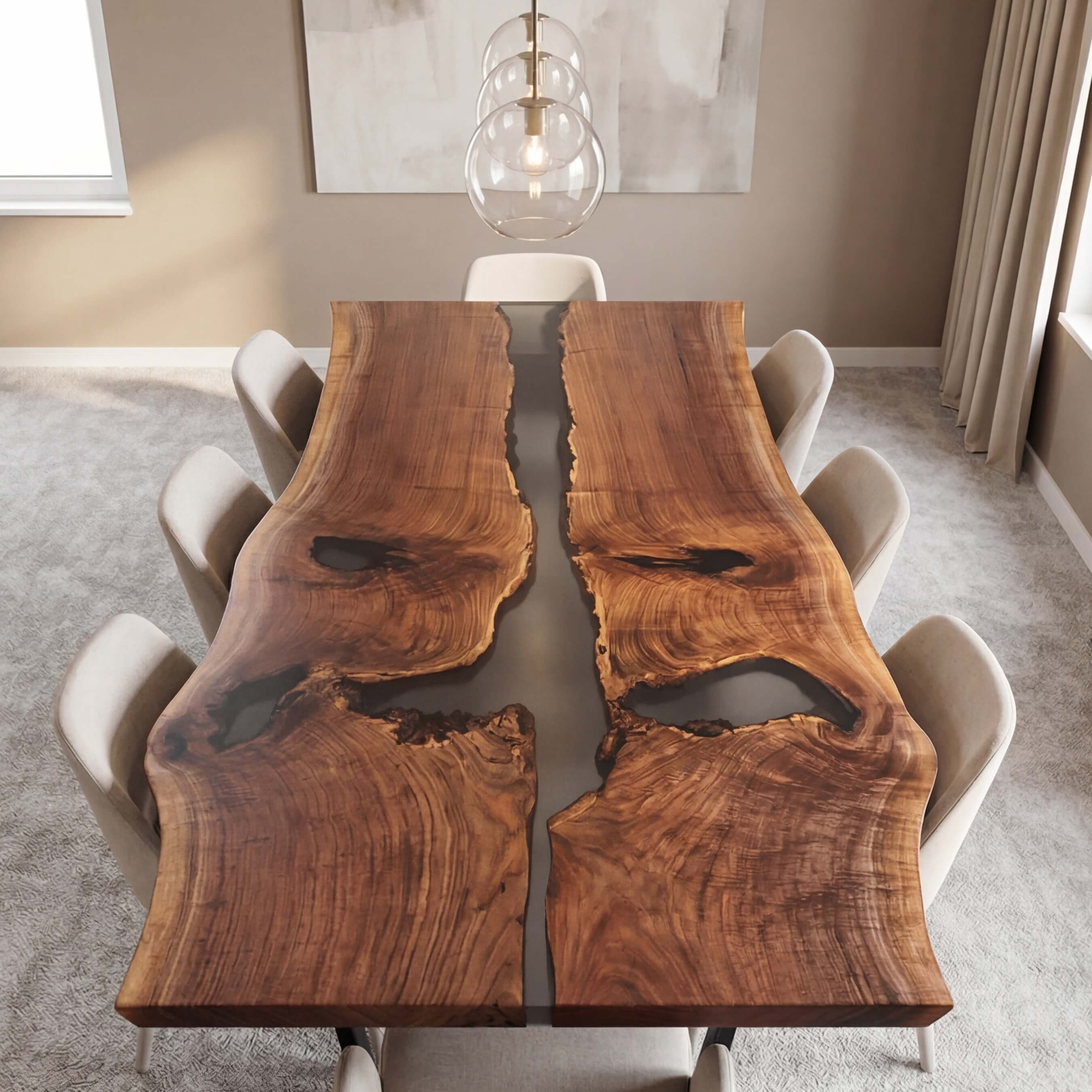 Custom Black Walnut Epoxy Resin River Table Black Resin ORT-92 - image 4 | ThawHome