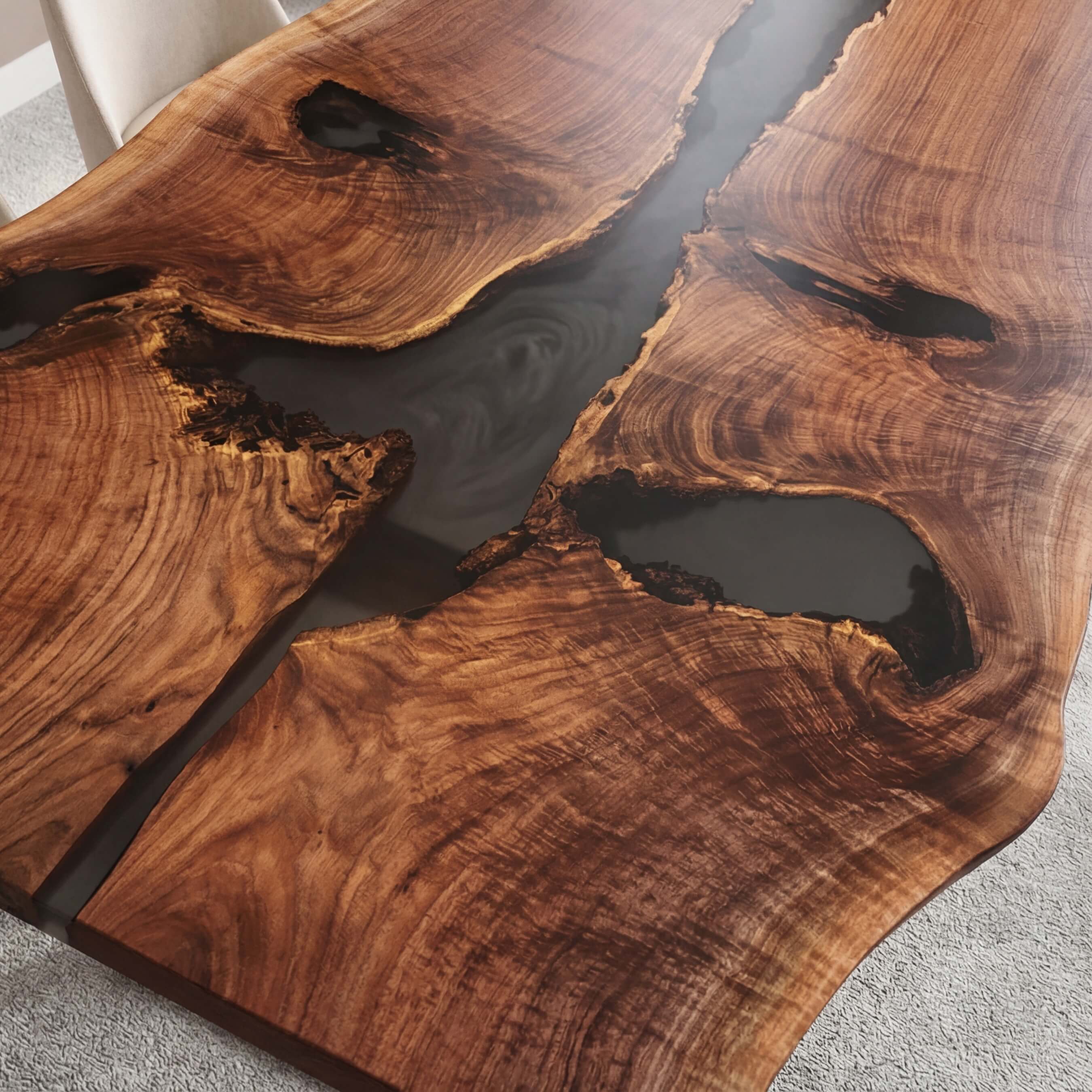 Custom Black Walnut Epoxy Resin River Table Black Resin ORT-92 - image 6 | ThawHome