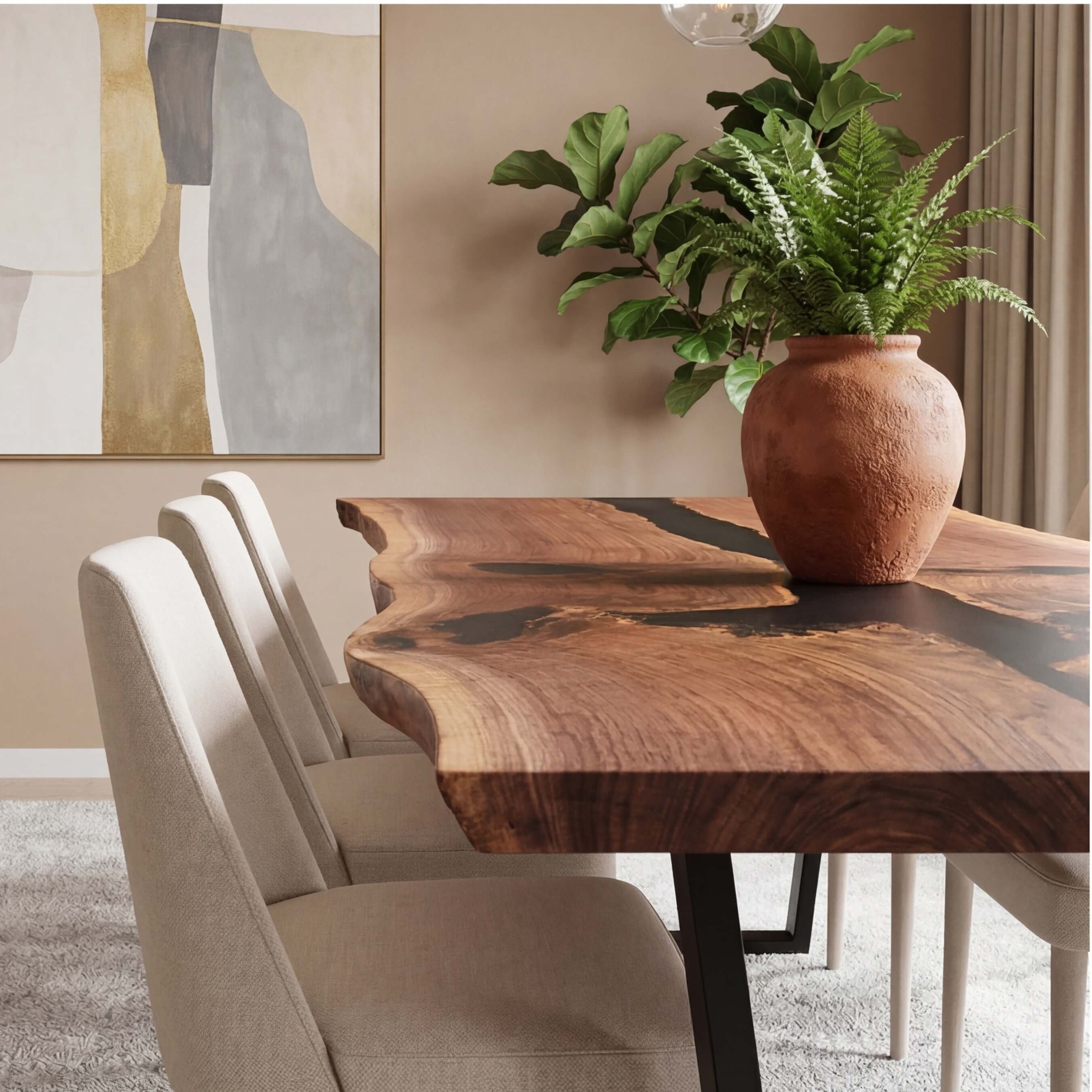Custom Black Walnut Epoxy Resin River Table Black Resin ORT-92 - image 5 | ThawHome