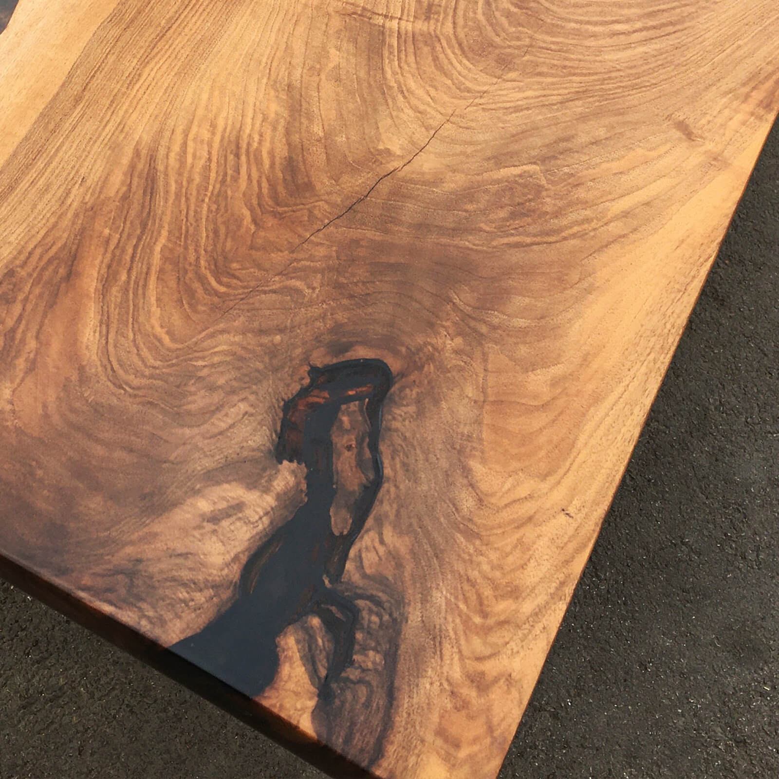 Custom Black Walnut Epoxy Resin River Table Black Resin QTR-28 - image 5 | ThawHome