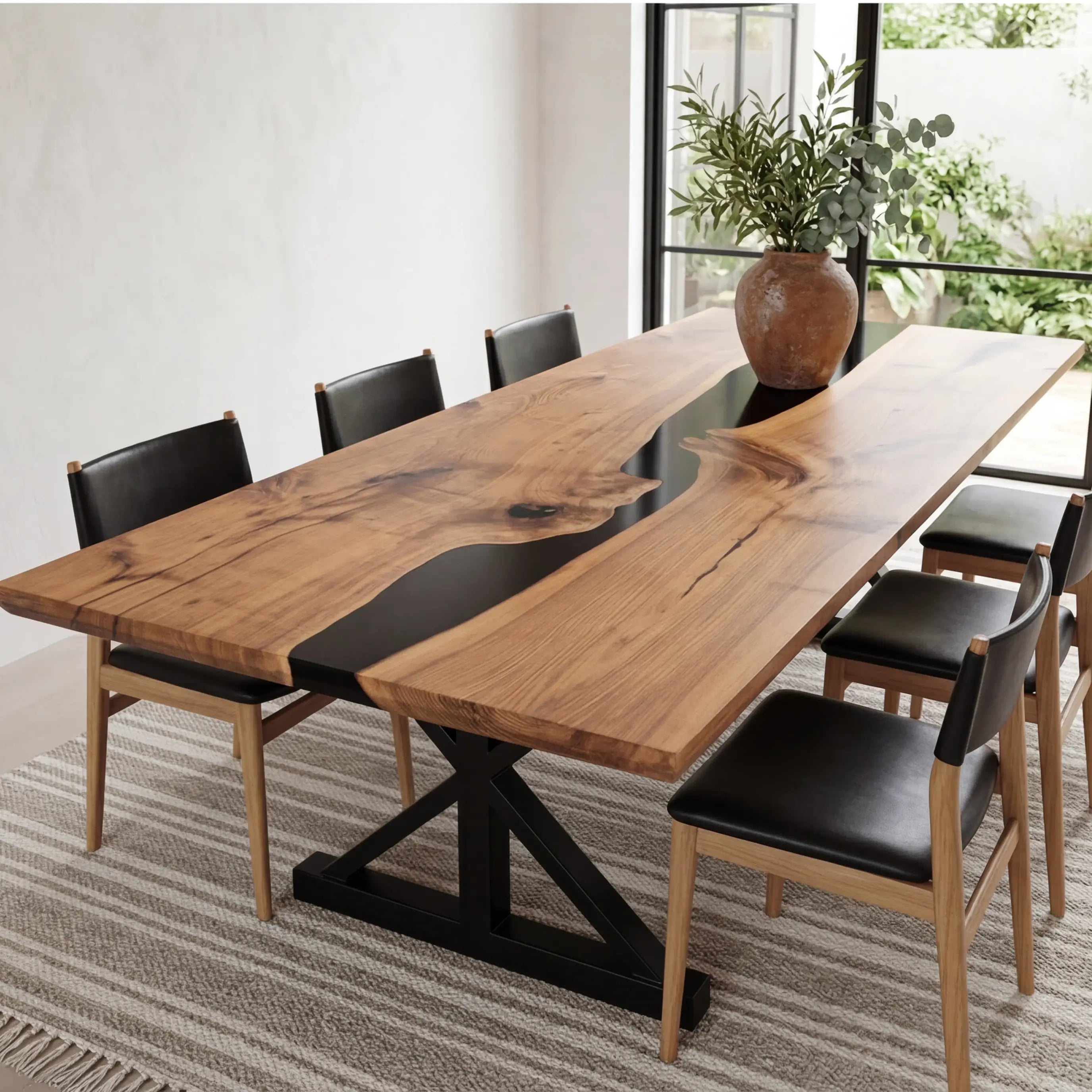 Custom Black Walnut Epoxy Resin River Table Black Resin QTR-28 - image 2 | ThawHome