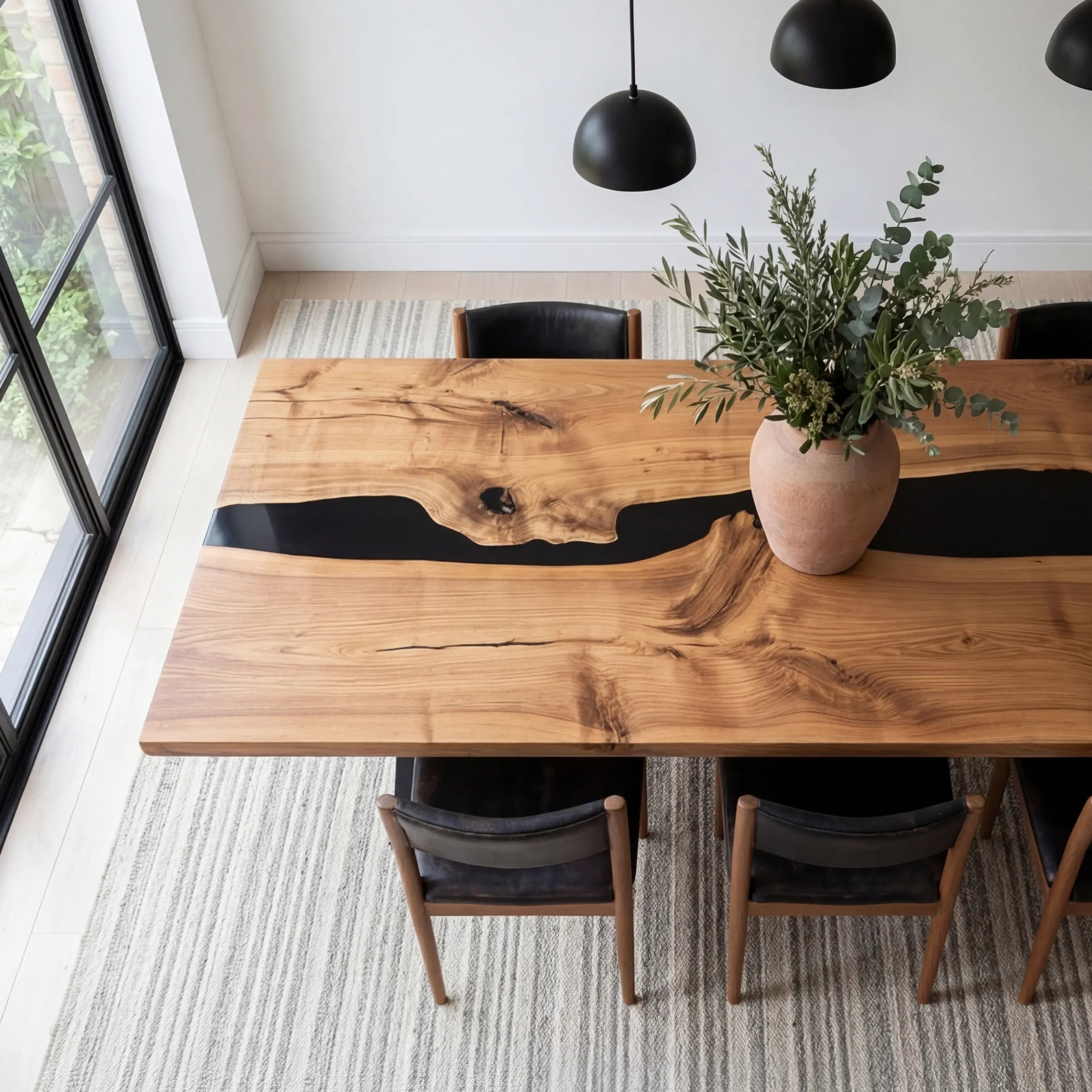 Custom Black Walnut Epoxy Resin River Table Black Resin QTR-28 - image 3 | ThawHome