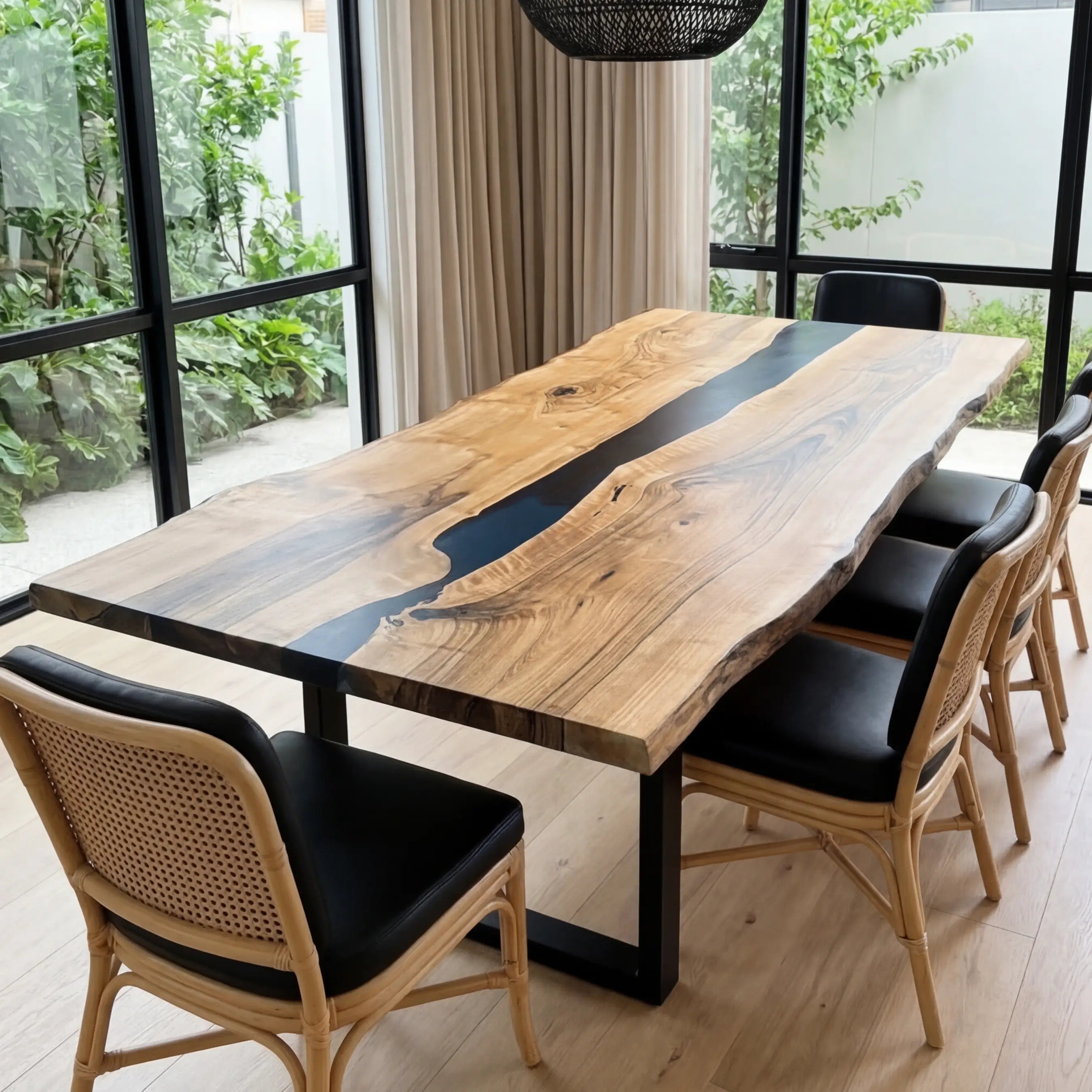 Custom Black Walnut Epoxy Resin River Table Black Resin QTX-82 - image 2 | ThawHome