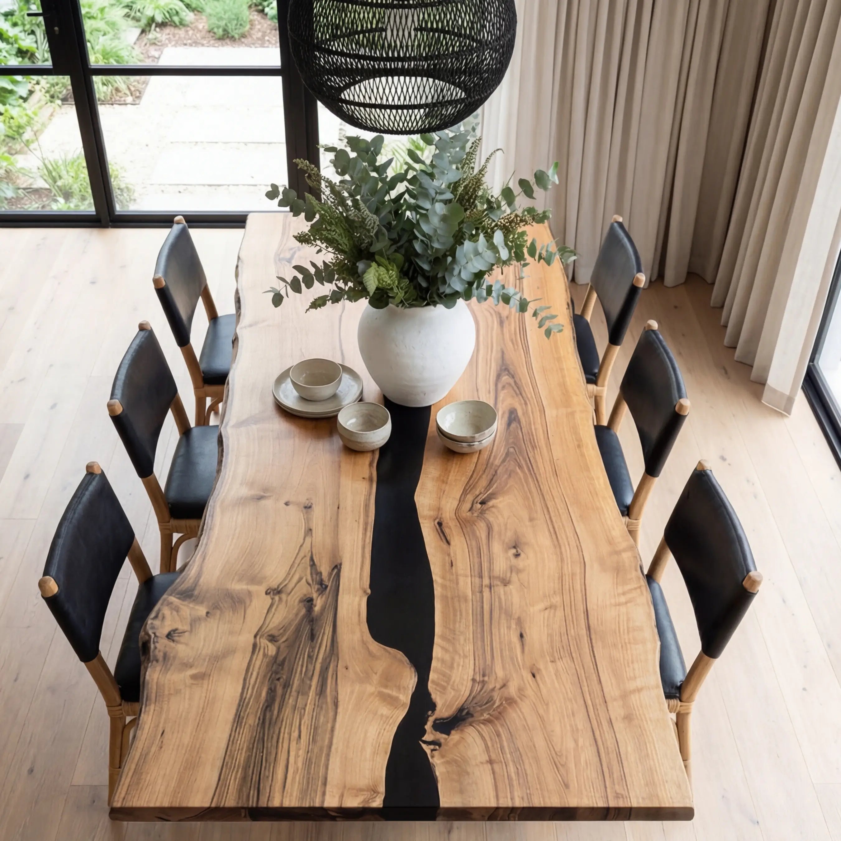 Custom Black Walnut Epoxy Resin River Table Black Resin QTX-82 - image 1 | ThawHome