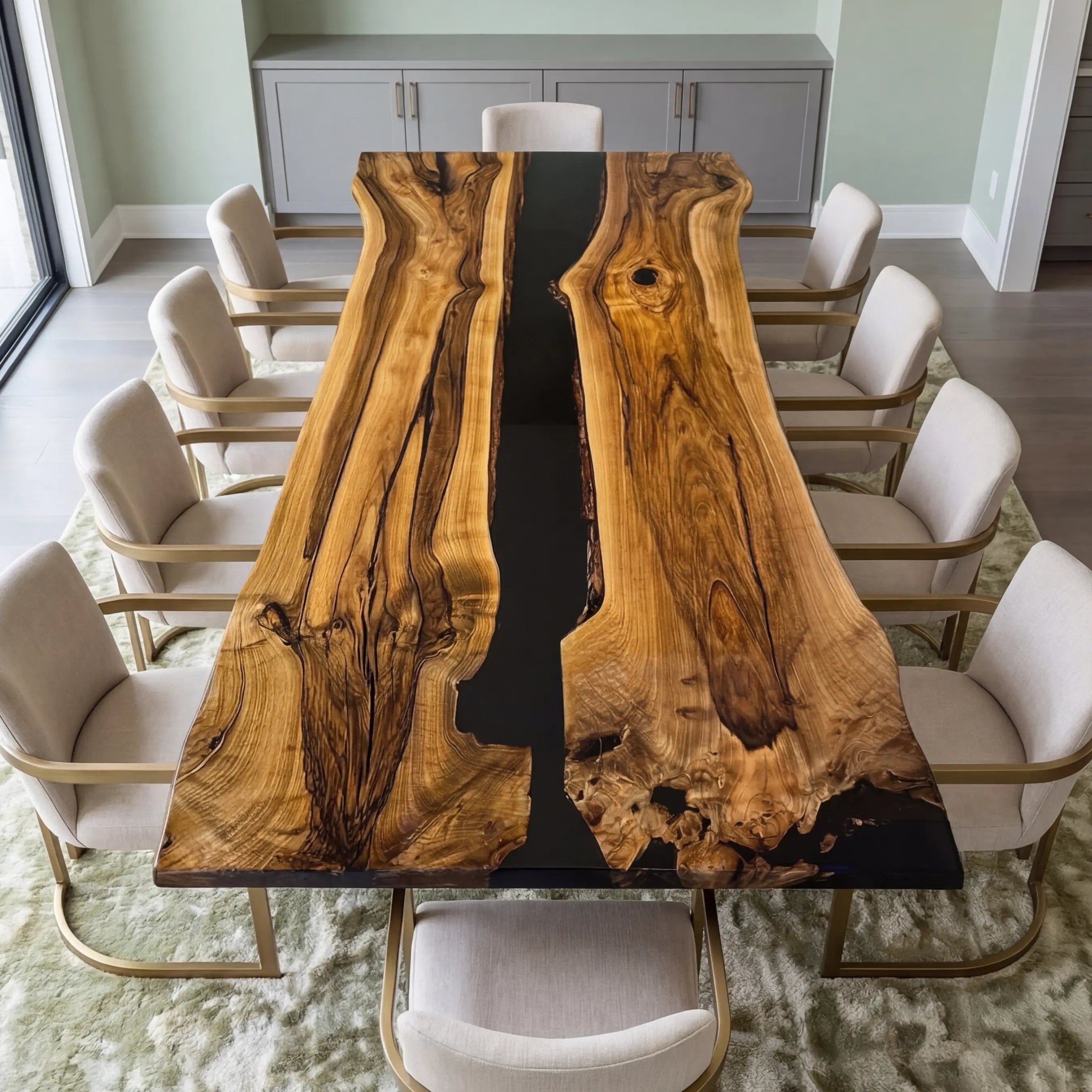 Custom Black Walnut Epoxy Resin River Table Black Resin VRT-92 - image 2 | ThawHome