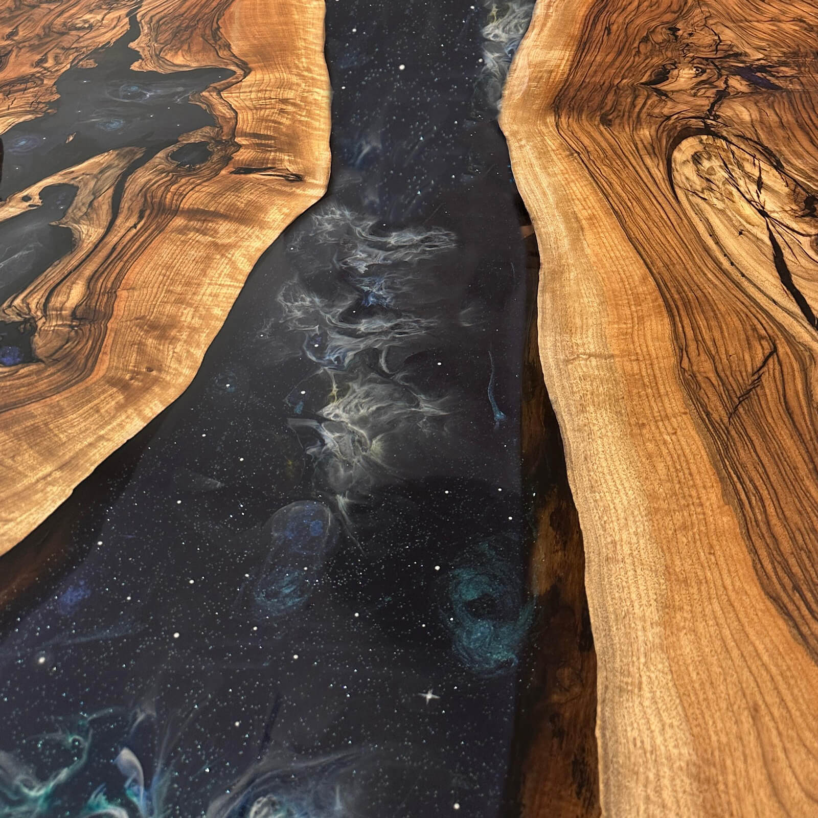 Custom Black Walnut Epoxy Resin River Table Black Resin WRT-57 - image 7 | ThawHome