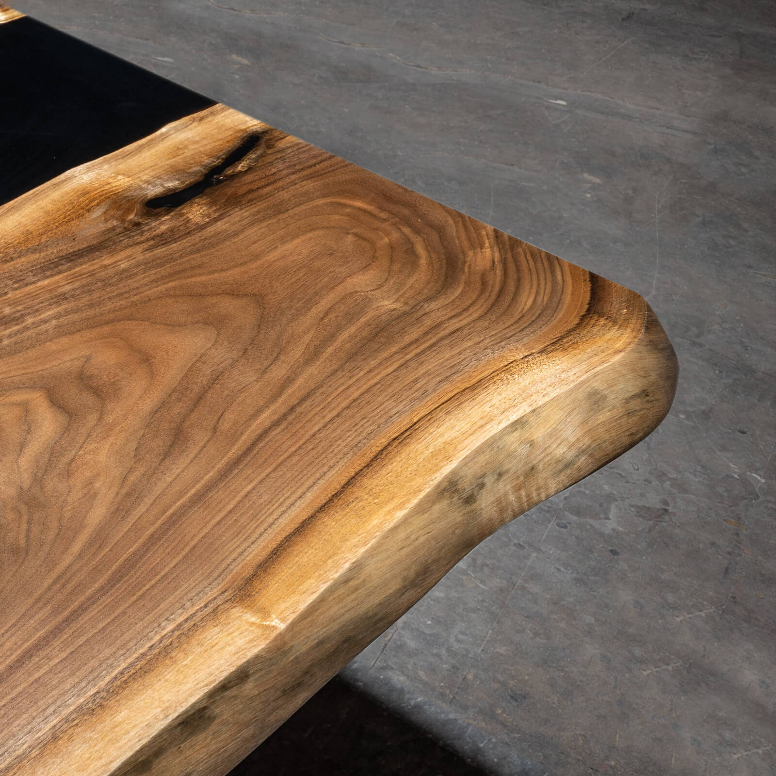 Custom Black Walnut Epoxy Resin River Table Black Resin XLT-57 - image 6 | ThawHome