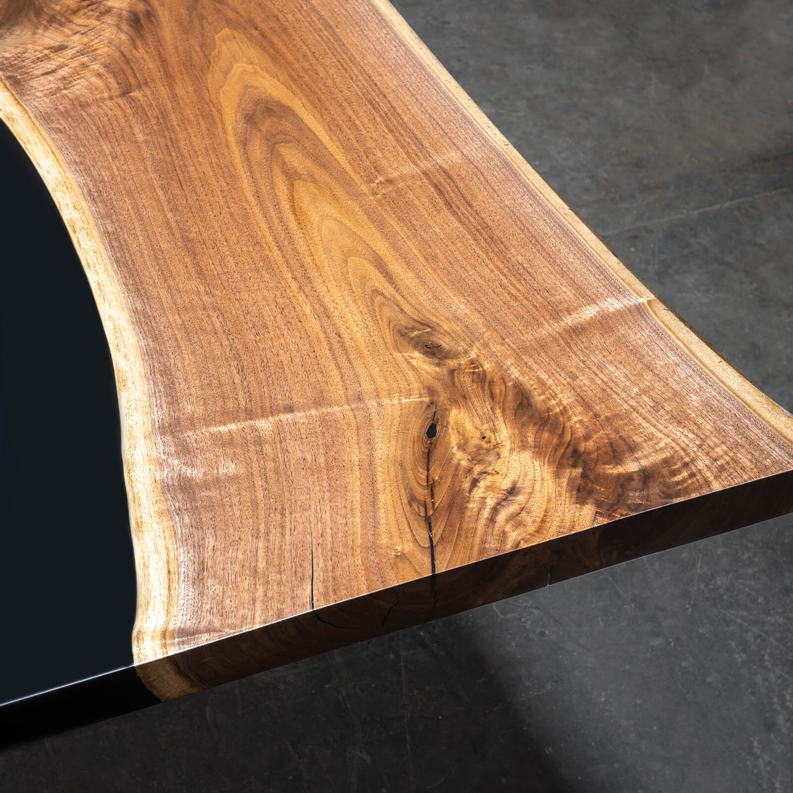 Custom Black Walnut Epoxy Resin River Table Black Resin XLT-57 - image 7 | ThawHome