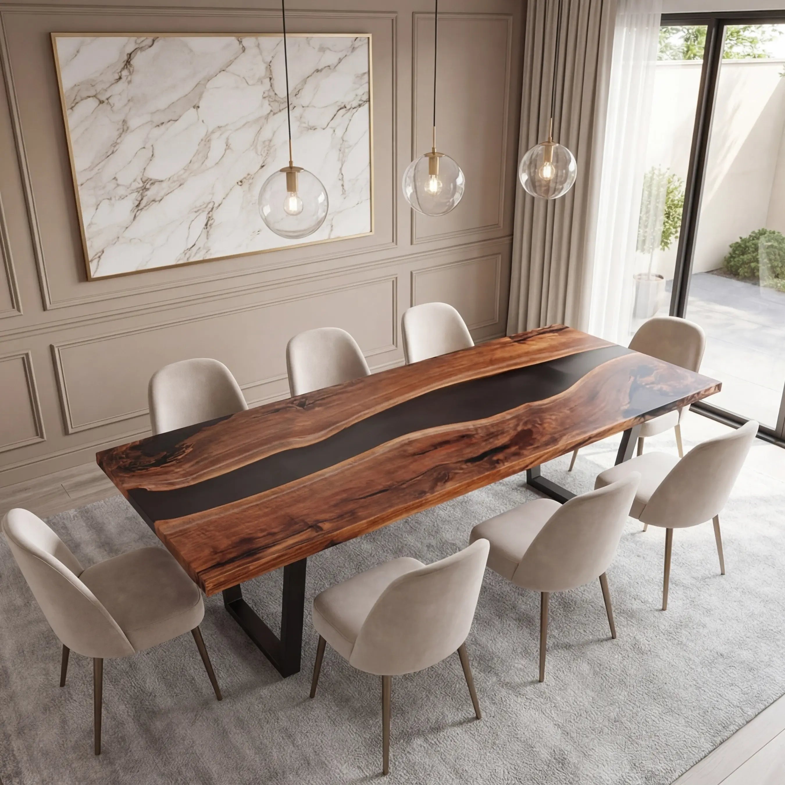 Custom Black Walnut Epoxy Resin River Table Black Resin ZER-42 - image 2 | ThawHome