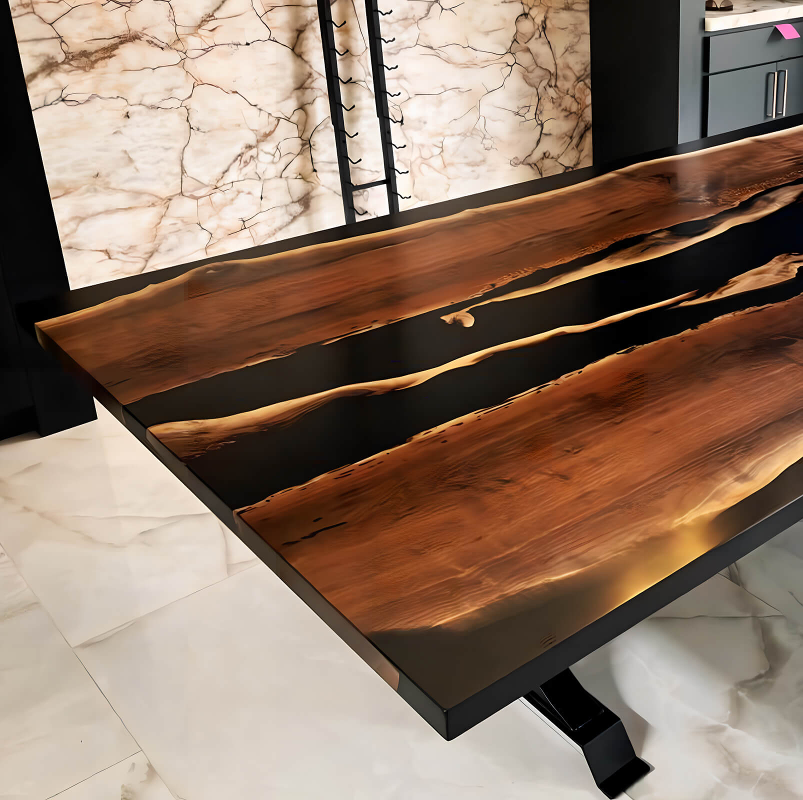 Custom Black Walnut Epoxy Resin River Table Black Resin ZLT-52 - image 6 | ThawHome