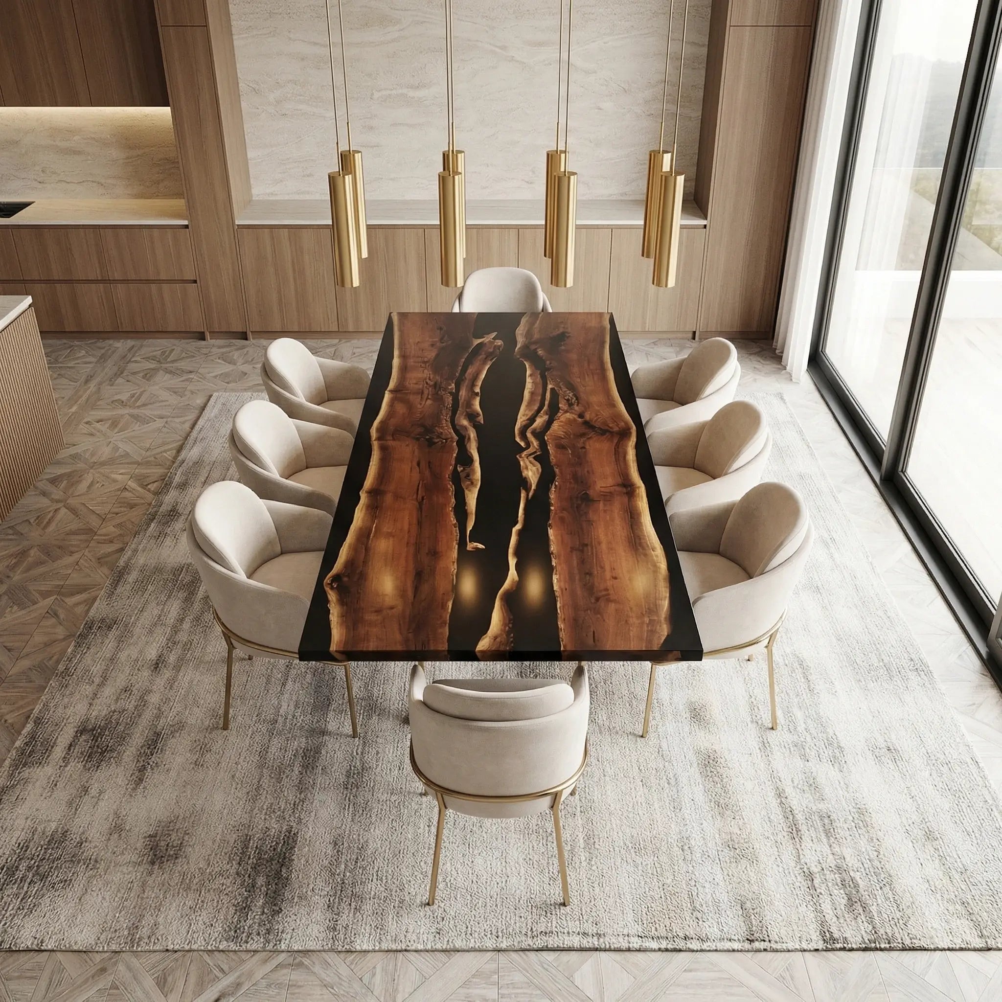 Custom Black Walnut Epoxy Resin River Table Black Resin ZLT-52 - image 3 | ThawHome