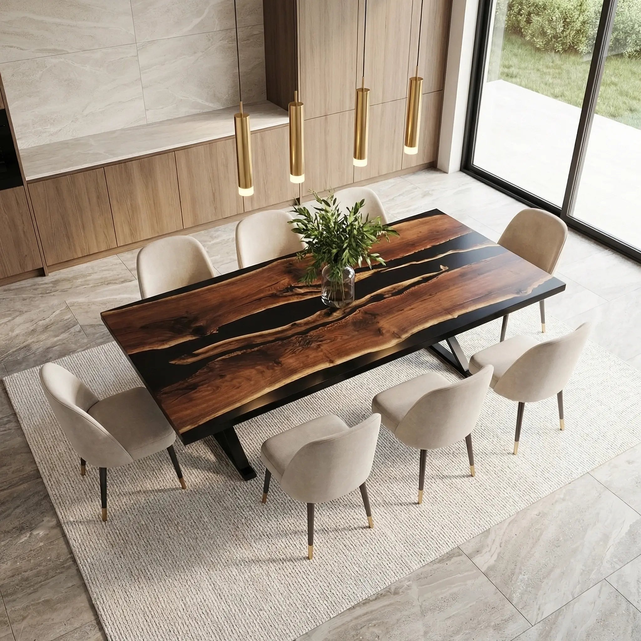 Custom Black Walnut Epoxy Resin River Table Black Resin ZLT-52 - image 1 | ThawHome