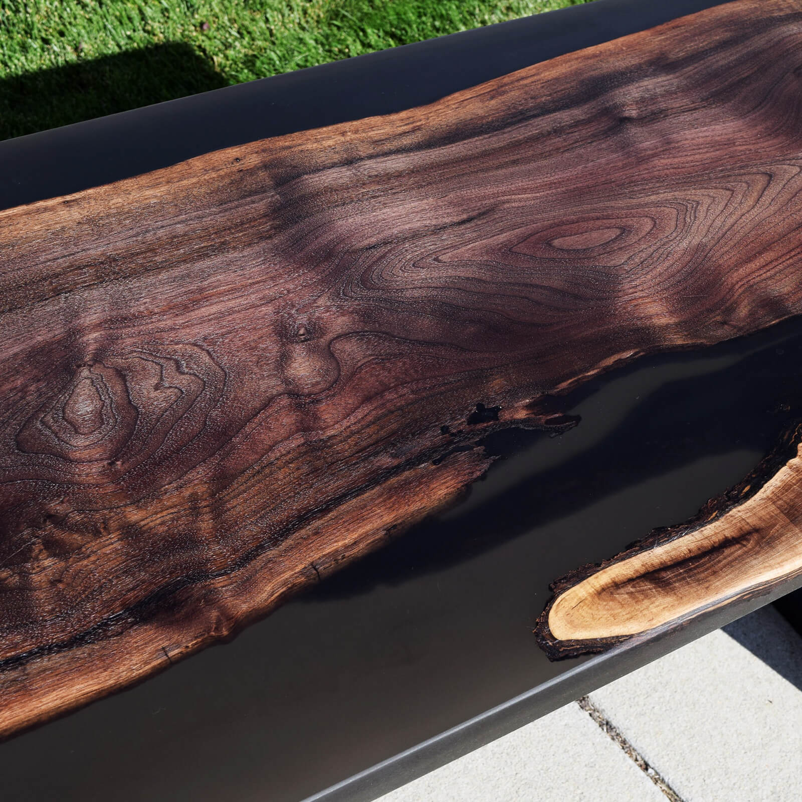 Custom Black Walnut Epoxy Resin River Table Black Resin ZRT-92 - image 6 | ThawHome