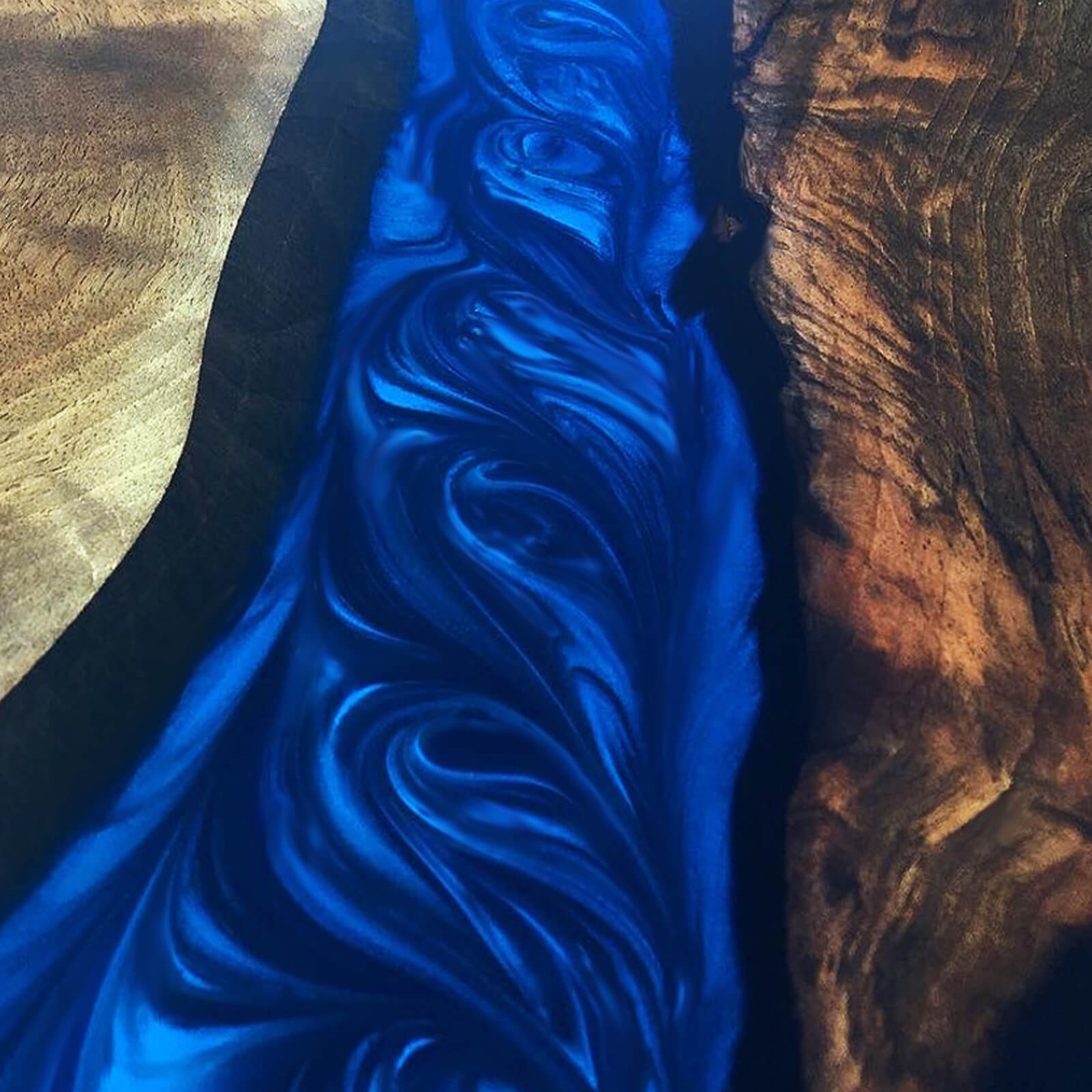 Custom Black Walnut Epoxy Resin River Table Blue Pearl ERT-73 - image 8 | ThawHome