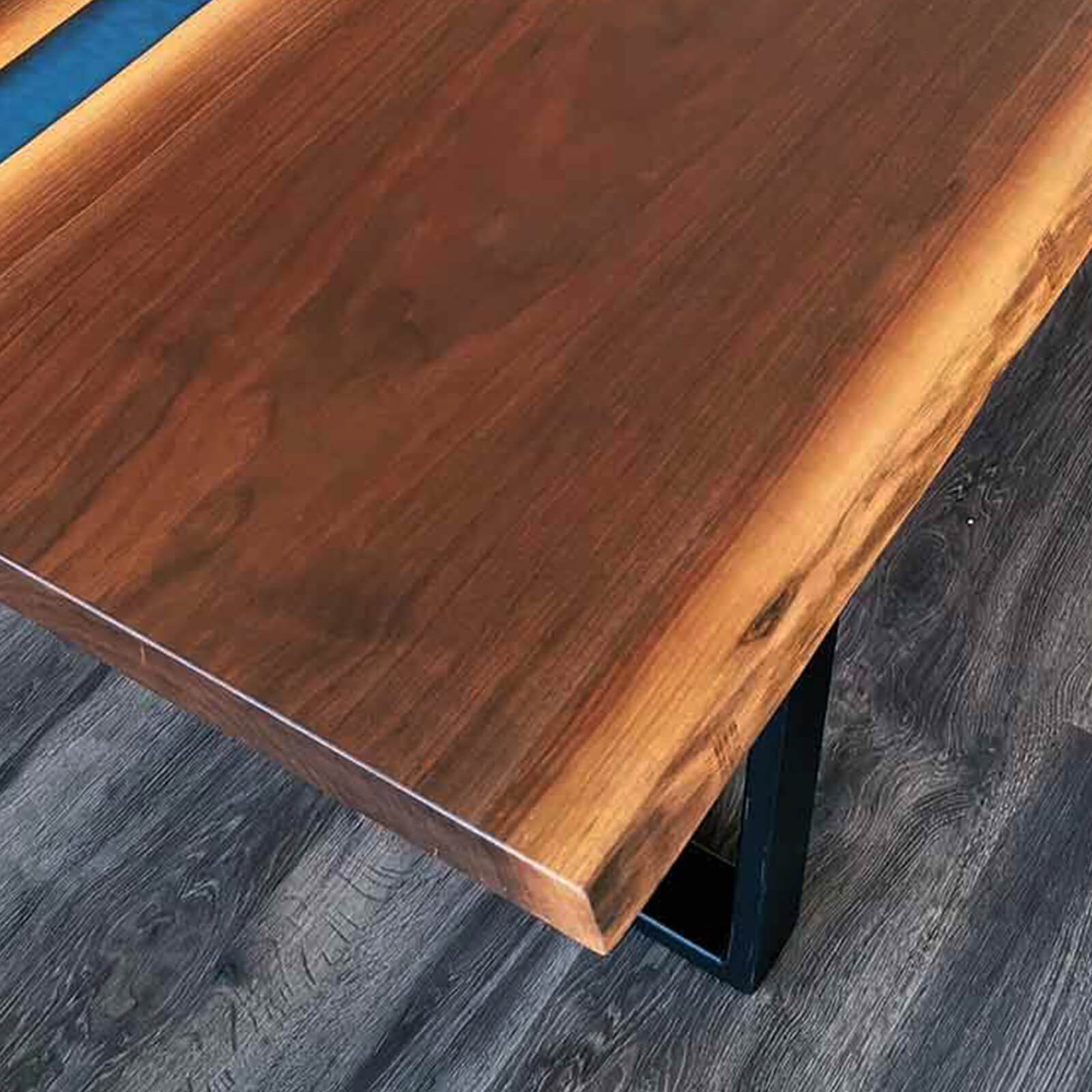 Custom Black Walnut Epoxy Resin River Table Blue Resin ERT-34 - image 7 | ThawHome