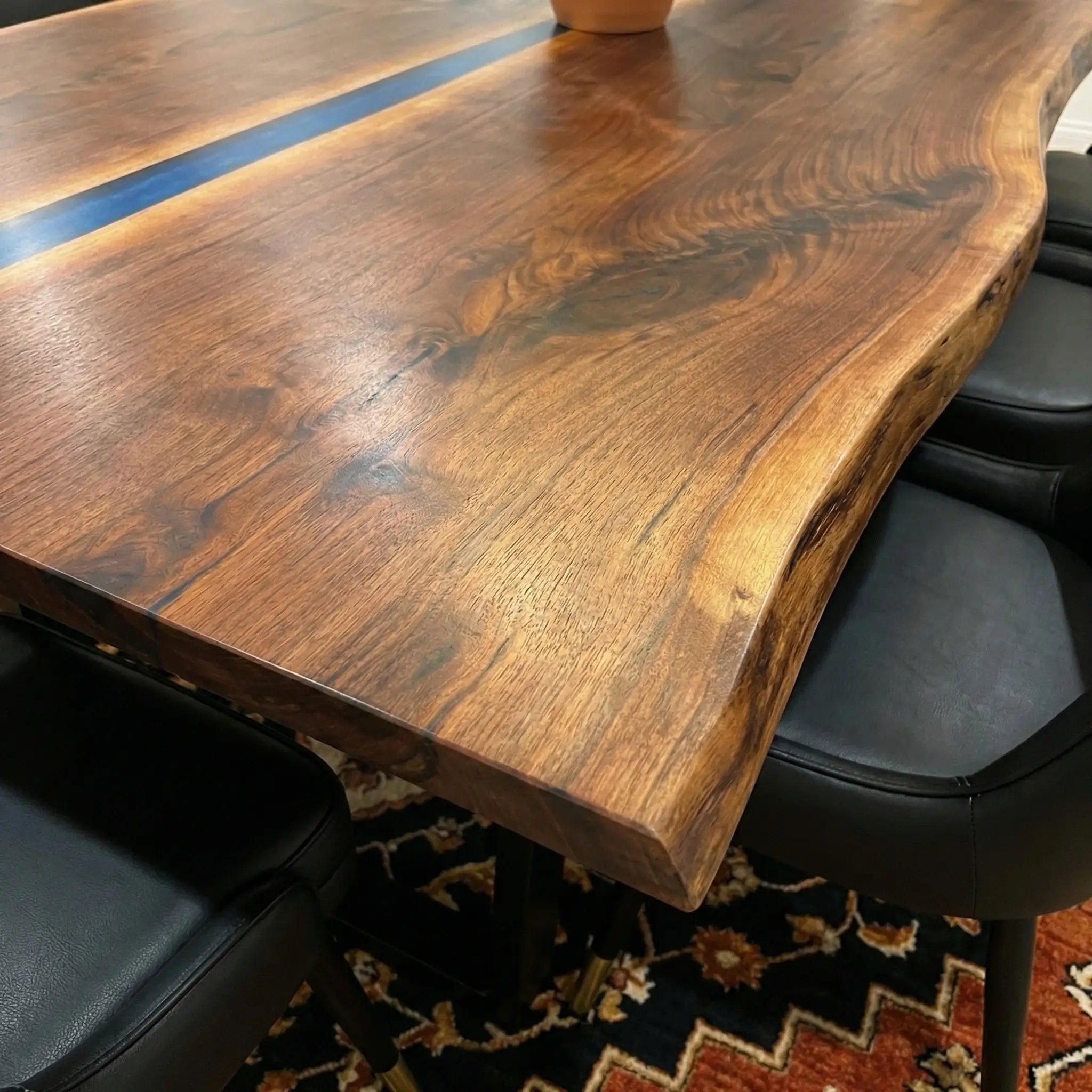 Custom Black Walnut Epoxy Resin River Table Blue Resin ERT-34 - image 6 | ThawHome