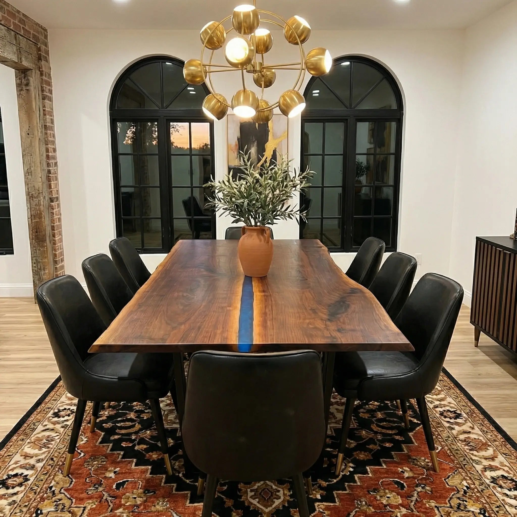 Custom Black Walnut Epoxy Resin River Table Blue Resin ERT-34 - image 2 | ThawHome
