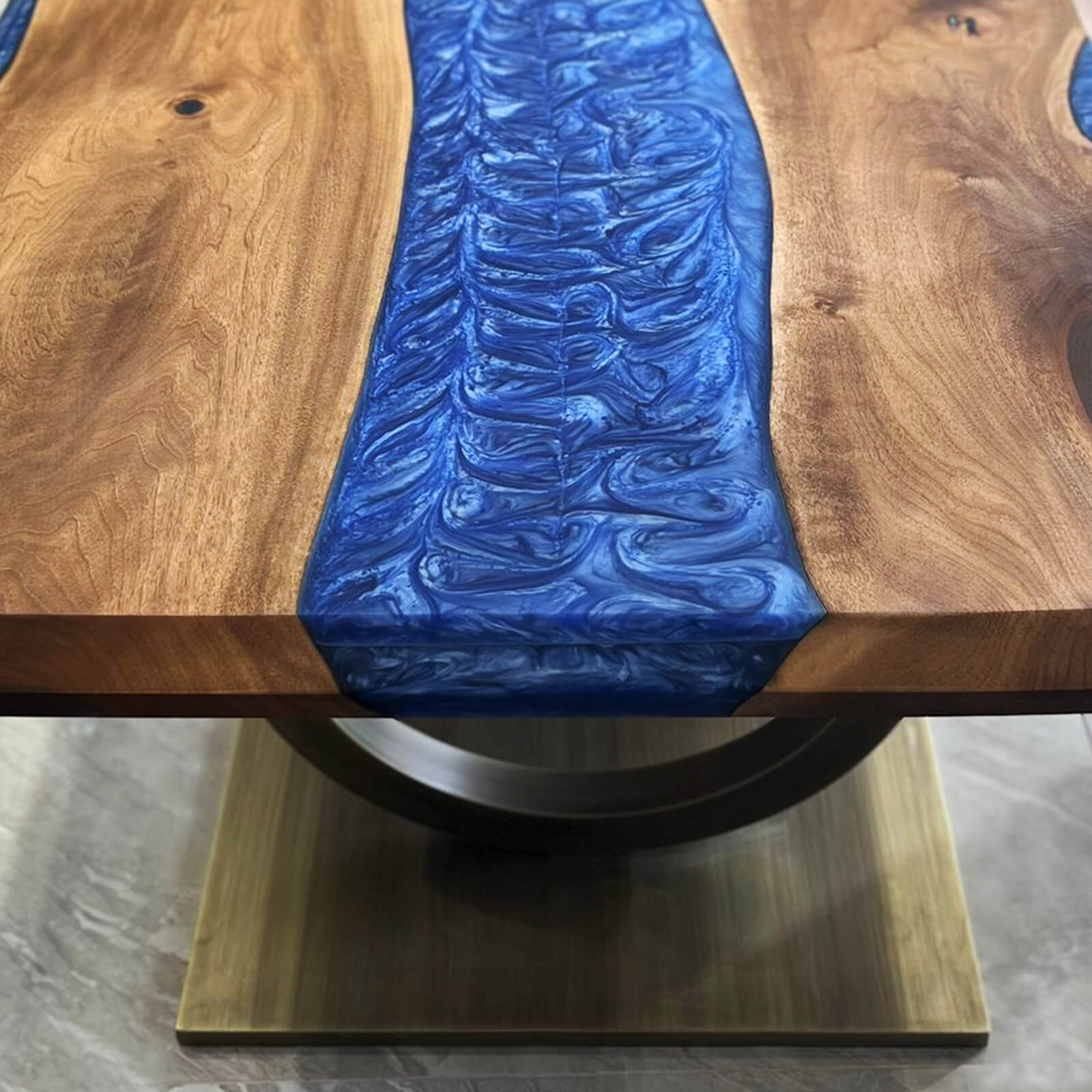 Custom Black Walnut Epoxy Resin River Table Blue Resin ORT-59 - image 6 | ThawHome
