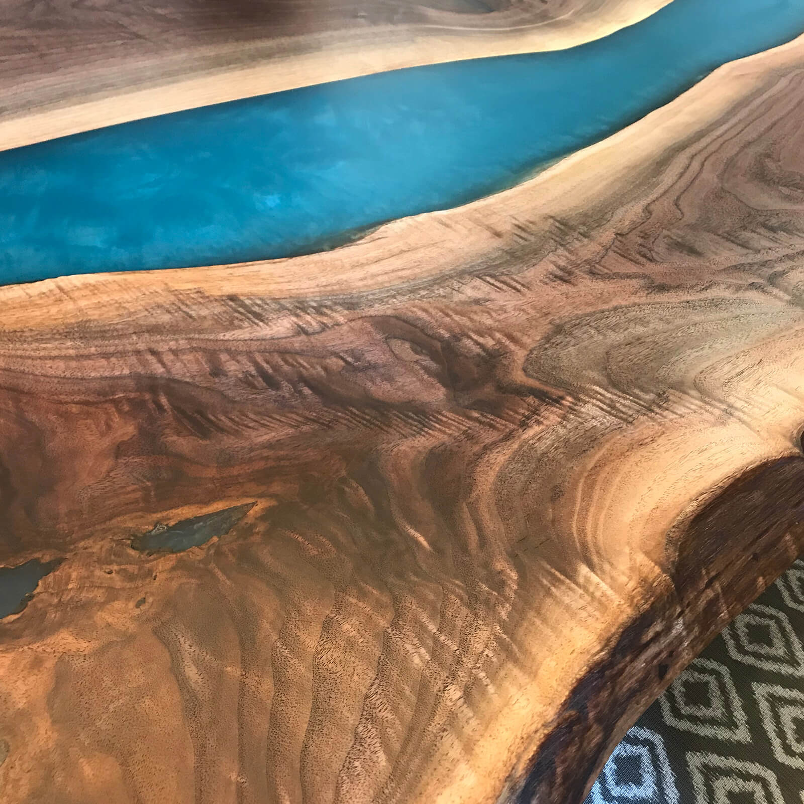 Custom Black Walnut Epoxy Resin River Table Blue Resin ORT-82 - image 8 | ThawHome