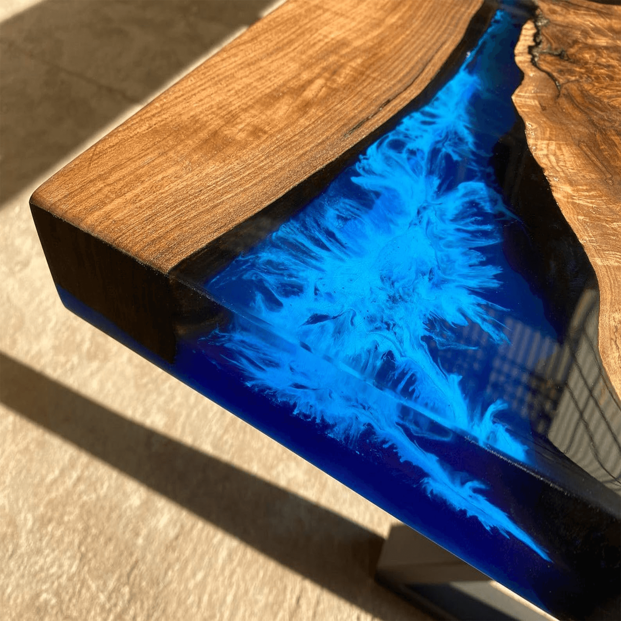 Custom Black Walnut Epoxy Resin River Table Blue Waves XPT-27 - image 7 | ThawHome