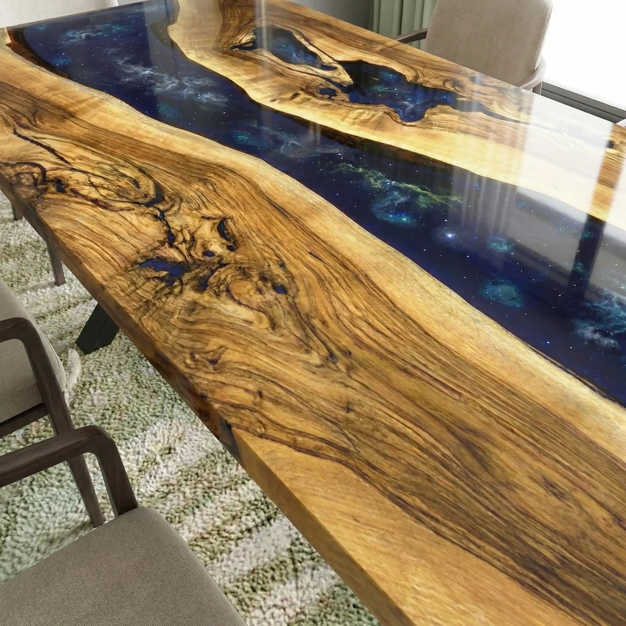 Custom Black Walnut Epoxy Resin River Table Blue XRT-72 - image 6 | ThawHome