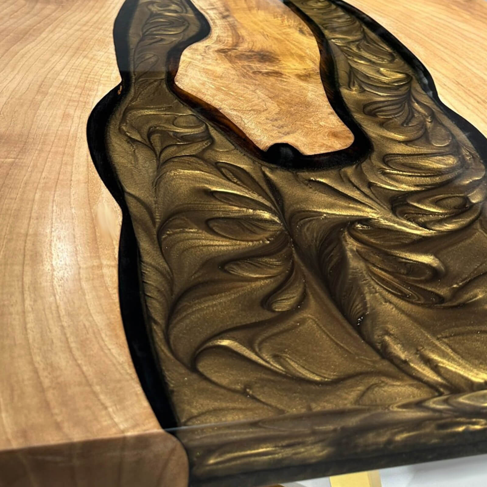 Custom Black Walnut Epoxy Resin River Table Gold ERT-78 - image 6 | ThawHome