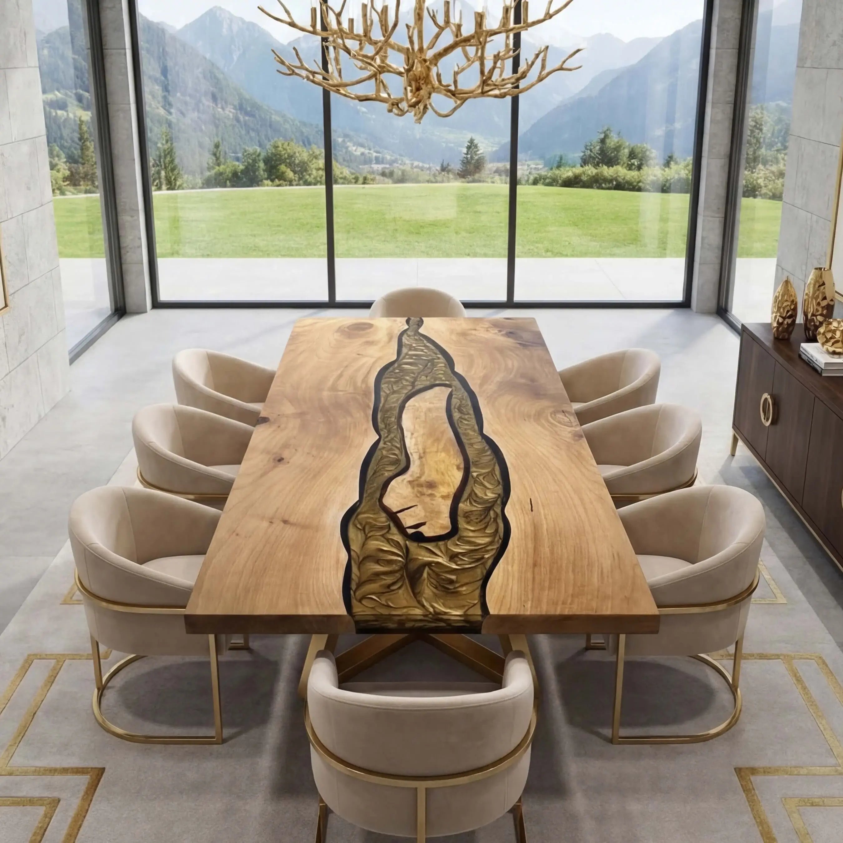 Custom Black Walnut Epoxy Resin River Table Gold ERT-78 - image 2 | ThawHome