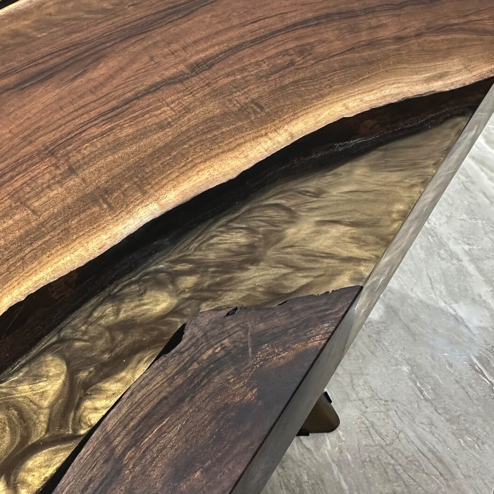 Custom Black Walnut Epoxy Resin River Table Gold EYT-56 - image 6 | ThawHome