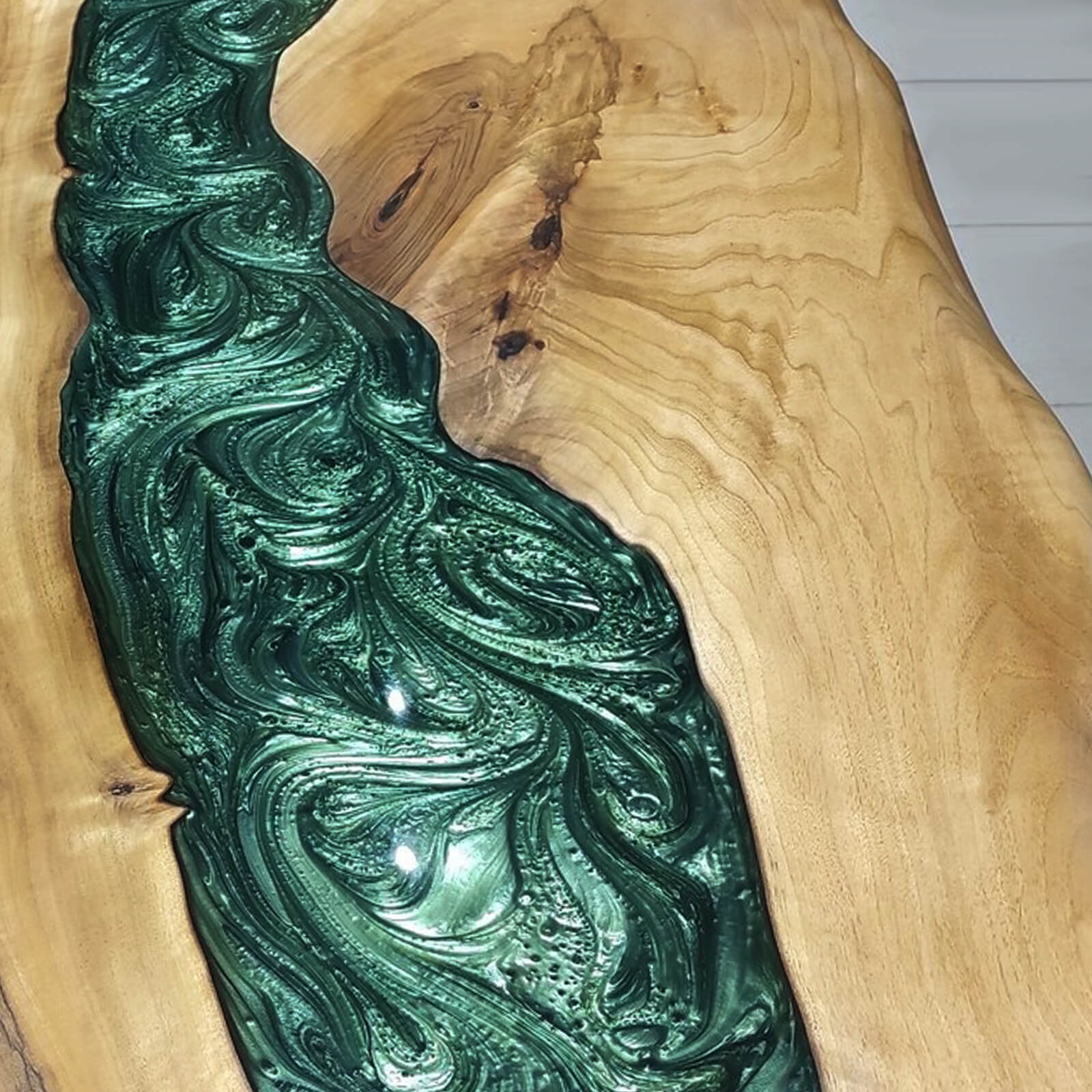 Custom Black Walnut Epoxy Resin River Table Green Pearl ERT-47 - image 8 | ThawHome