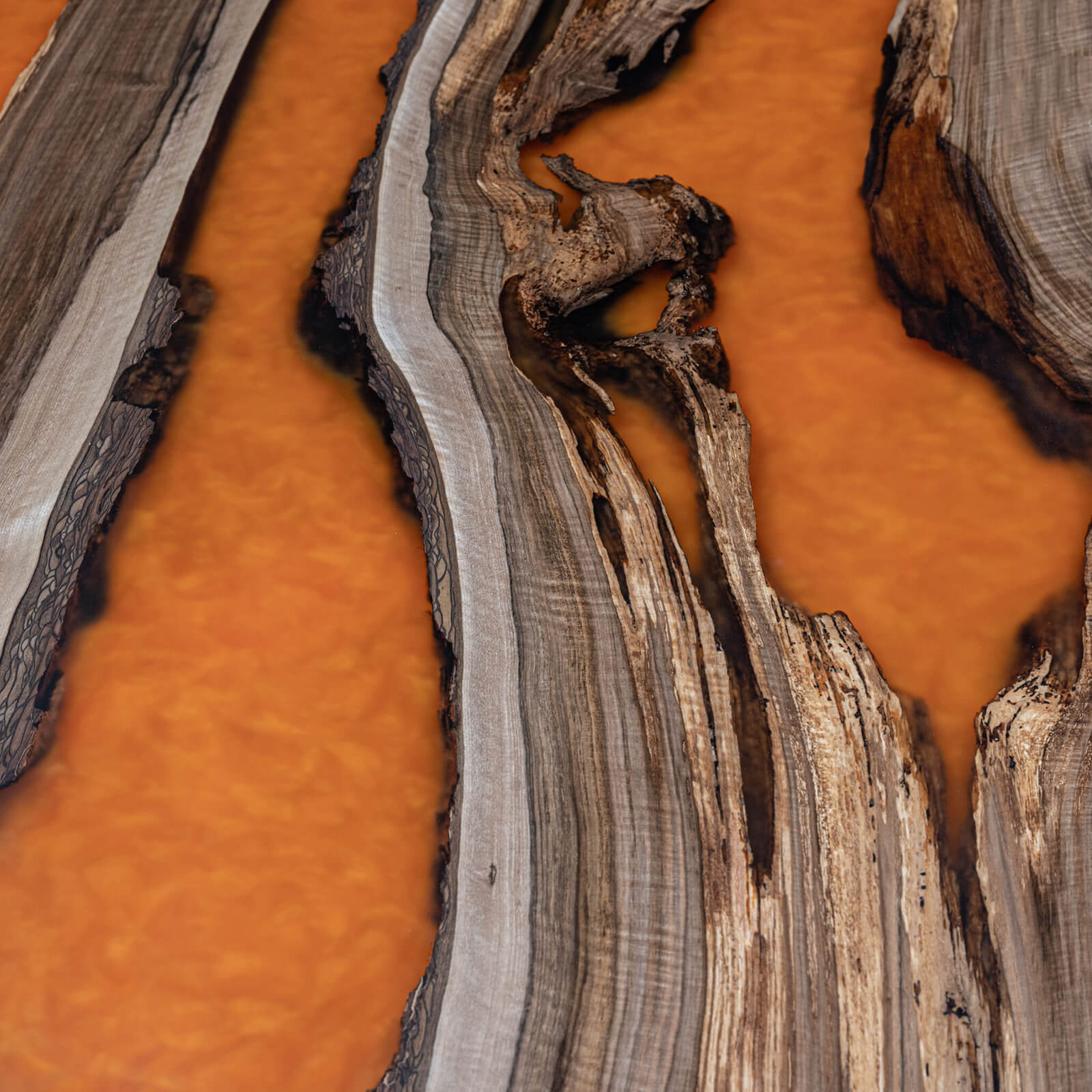 Custom Black Walnut Epoxy Resin River Table Orange Resin BTR-72 - image 7 | ThawHome